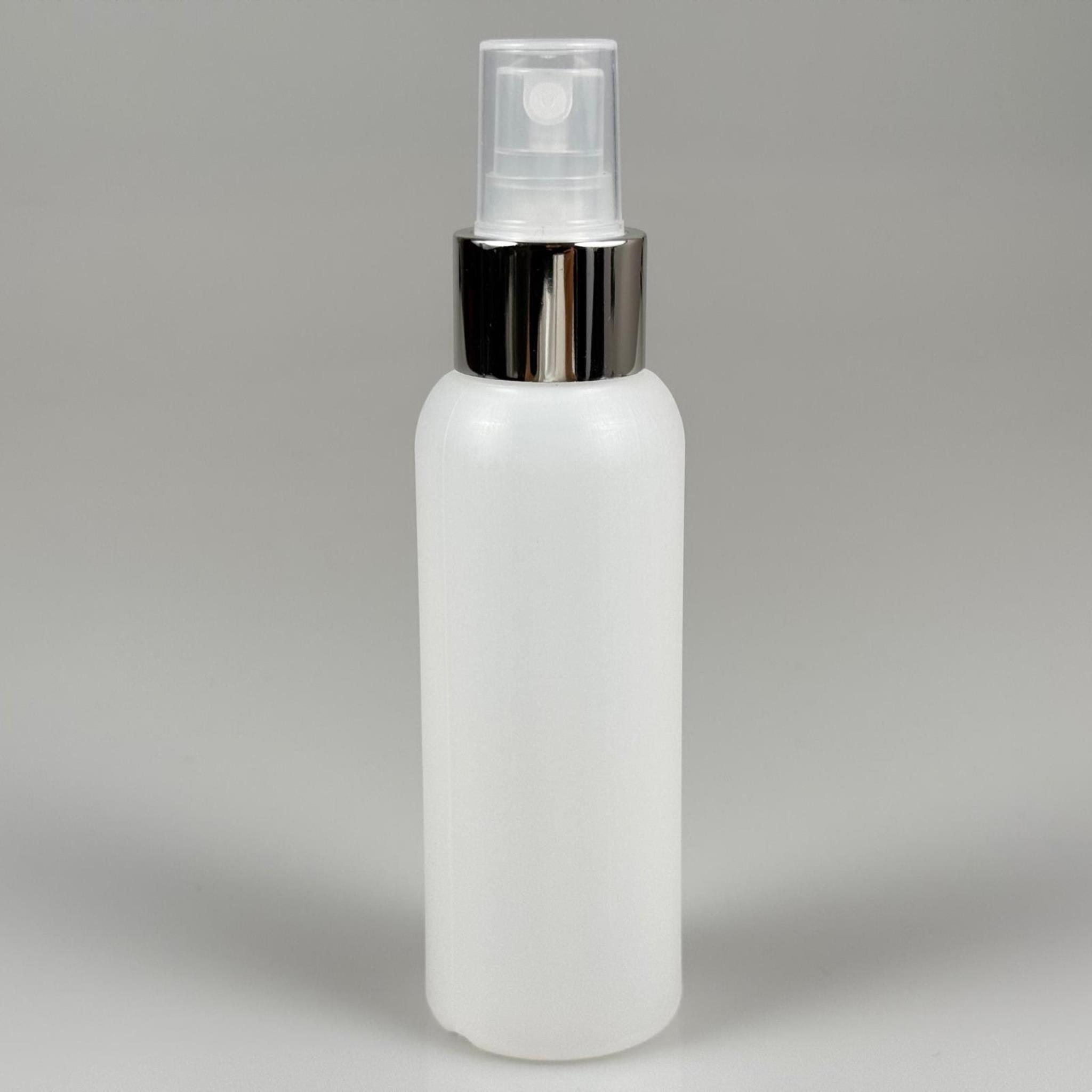 100 CC NATÜREL SERT POLİETİLEN ŞİŞE + GÜMÜŞ SPREYLİ -  24 MM  - 100 ML SERT POLİETİLEN ŞİŞE