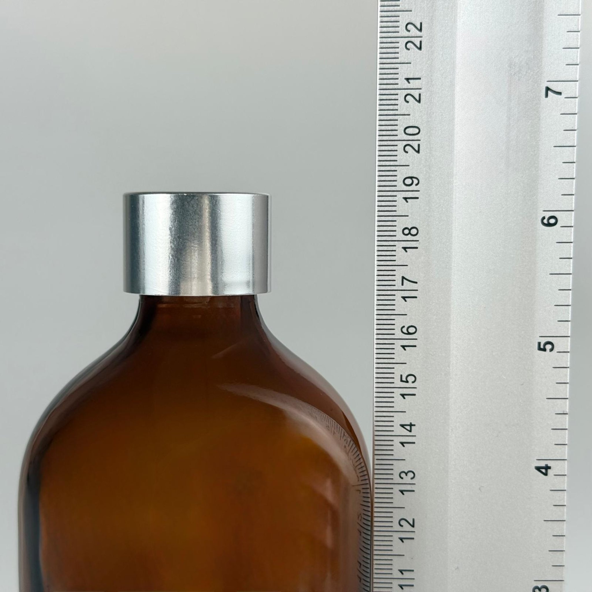 500 CC AMBER CAM ŞİŞE  + ALÜMİNYUM KAPLAMALI GÜMÜŞ KAPAKLI TAKIM - 500 ML KAHVERENGİ CAM ŞİŞE