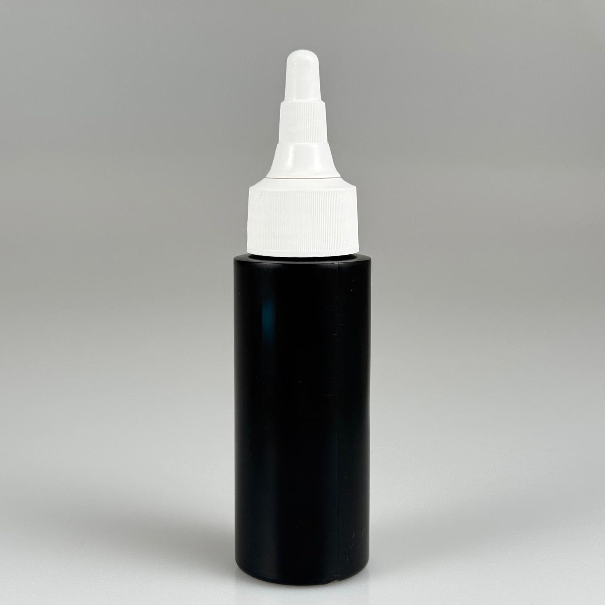 50 CC SİYAH POLİETİLEN PLASTİK ŞİŞE - 24 MM BEYAZ ASANSÖR KAPAKLI  - 50 ML KAPAKLI PLASTİK ŞİŞE