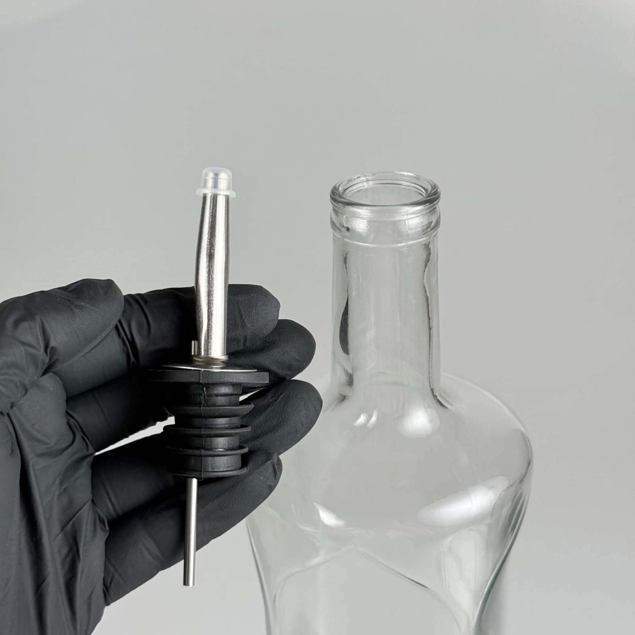 1000 CC DESENLİ DORİKA ŞEFFAF CAM ŞİŞE + ÇELİK AKITICILI + PLASTİK TIPALI TAKIM - 1000 ML MANTAR TIPALI ÇAKMA AĞIZ  CAM ŞİŞE