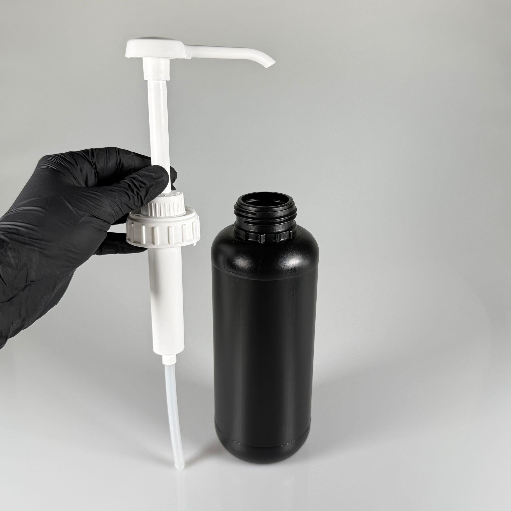 SOS, KETÇAP, ŞURUP, KİMYASAL, JEL VB İÇİN BOŞ DOZAJLI POMPALI POLİETİLEN PLASTİK ŞİŞE - 1000 CC SİYAH