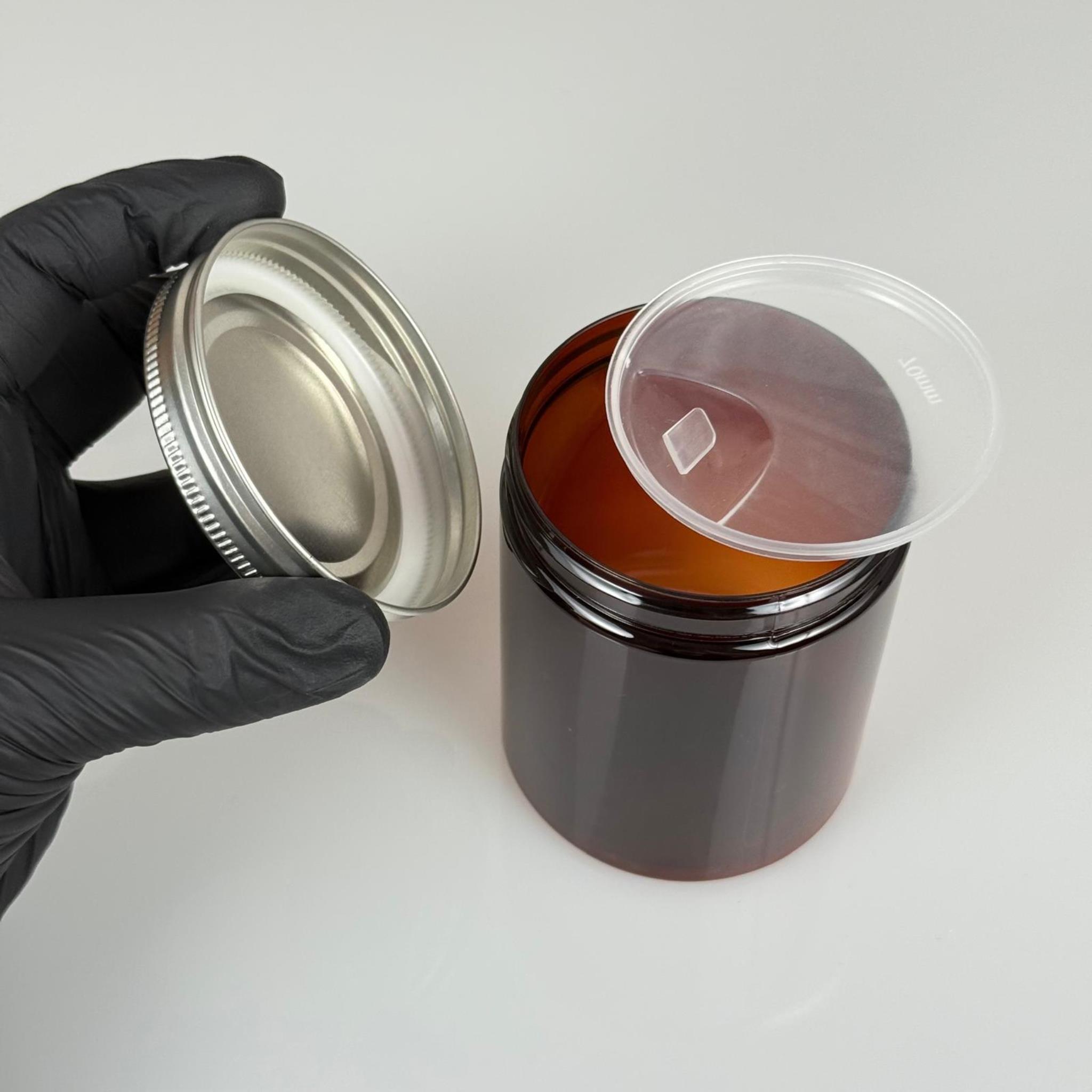 300 ML SERT PET KAVANOZ + GÜMÜŞ METAL KAPAK + İÇ TIPA - 300 CC KALIN AMBER PLASTİK KAVANOZ GÜMÜŞ METAL KAPAKLI İÇ TIPALI TAKIM - KREM KAVANOZLARI