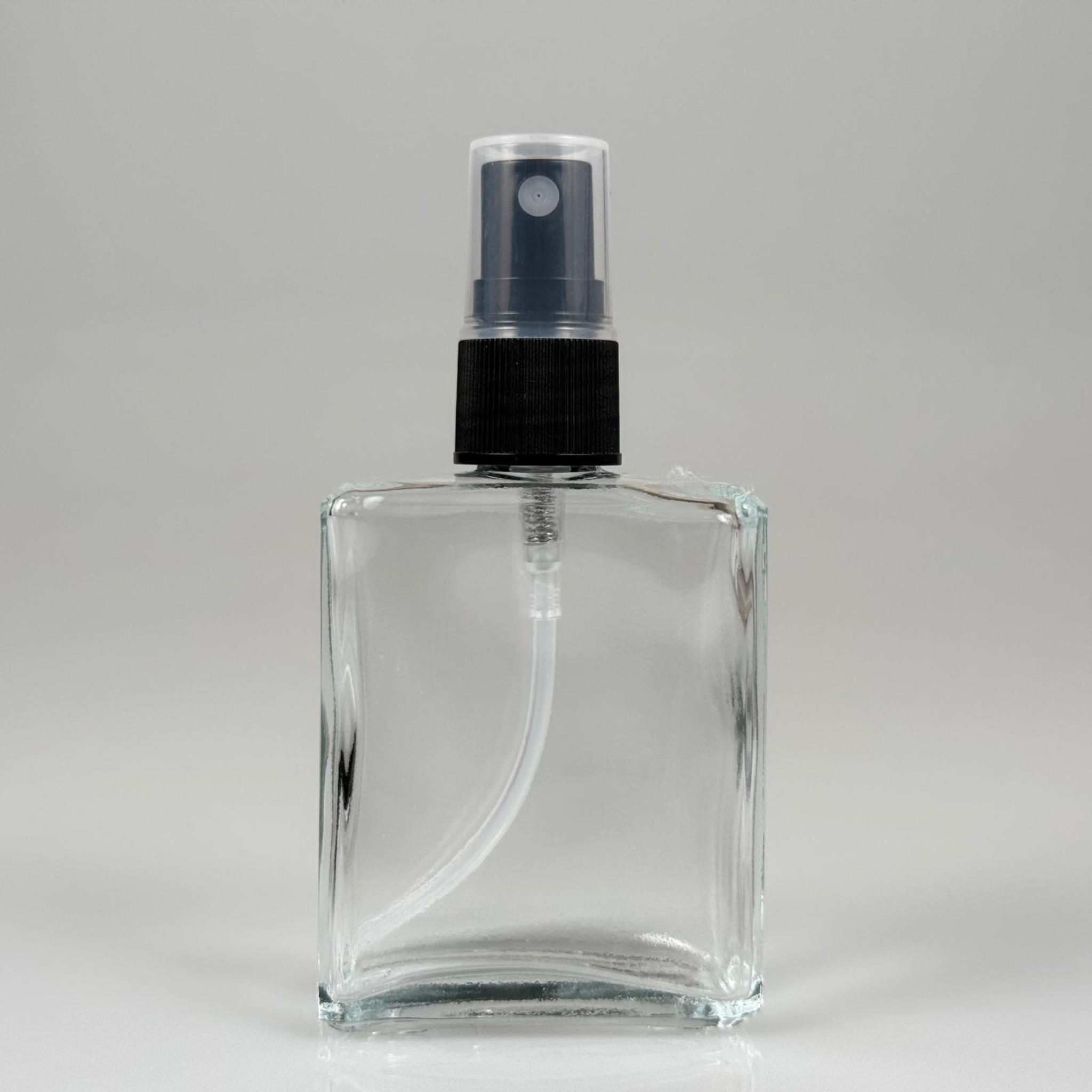 40 CC YASSI DİKDÖRTGEN KISA CAM ŞİŞE - SİYAH SPREYLİ PARFÜM KOLONYA ŞİŞESİ TAKIM - 40 ML PRESTİJLİ ŞİŞE