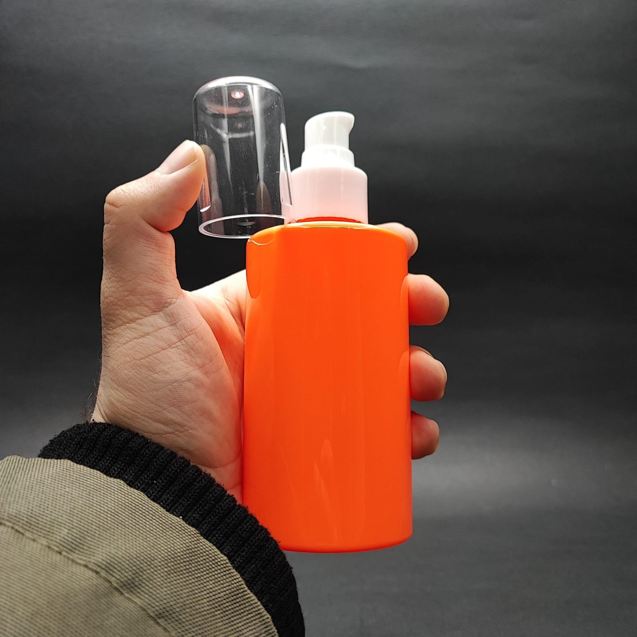 200 CC KÜT BOYUNLU SİLİNDİR PET ŞİŞE (24 GR) - BEYAZ LOSYON POMPALI - 200 ML PLASTİK ŞİŞE - TURUNCU