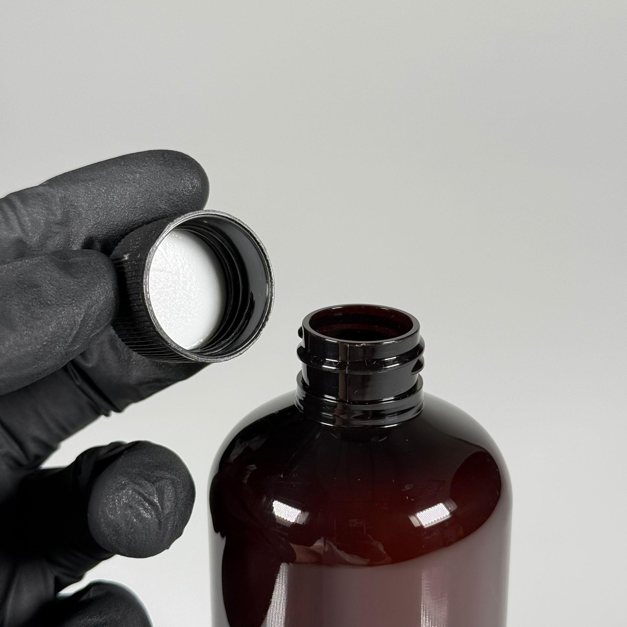 250 CC AMBER PLASTİK ŞİŞE ZEYNEP MODEL - CONTALI SİYAH KAPAKLI - 250 ML TOMBUL PET ŞİŞE