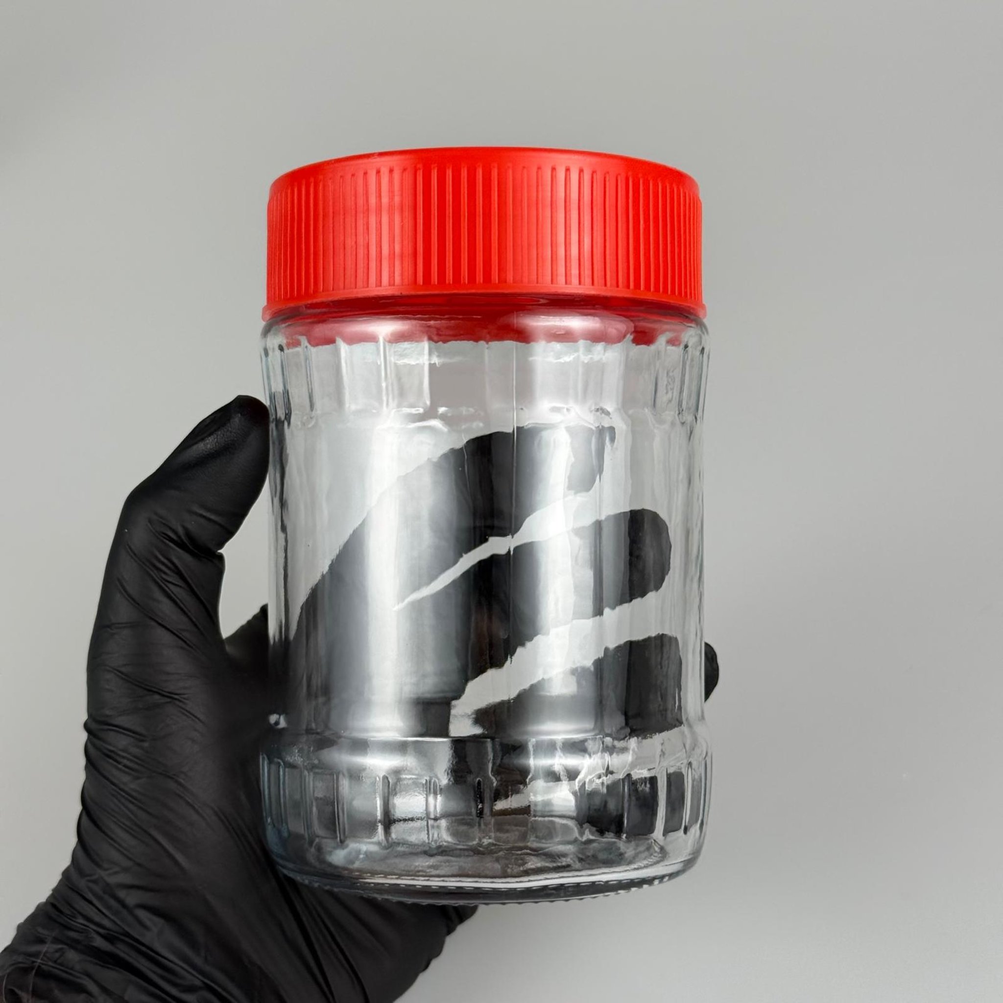 580 CC FASİT CAM KAVANOZ - KIRMIZI PLASTİK KAPAKLI - 580 ML FACET CAM KAVANOZ