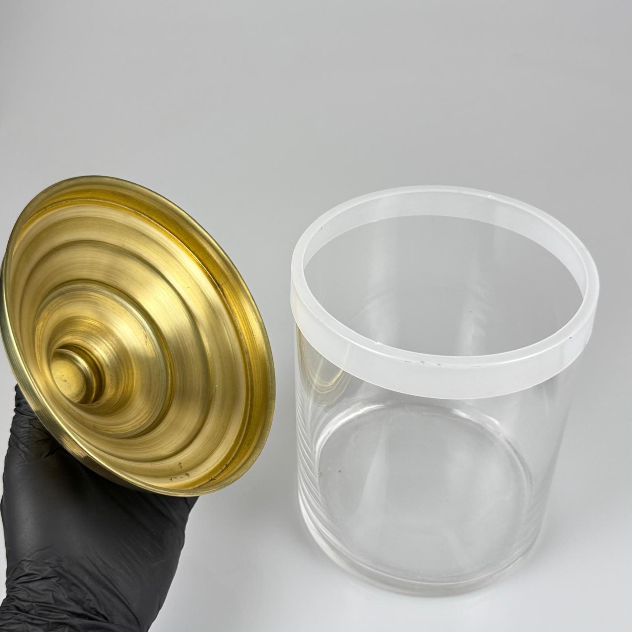 PİRİNÇ KAPAKLI SİLİNDİR DÜZ 15X16 CM TEŞHİR KAVANOZU - AKTARİYE, DEKORATİF, PASTANE VB İÇİN NOSTALJİ KAVANOZ - 1,9 LT