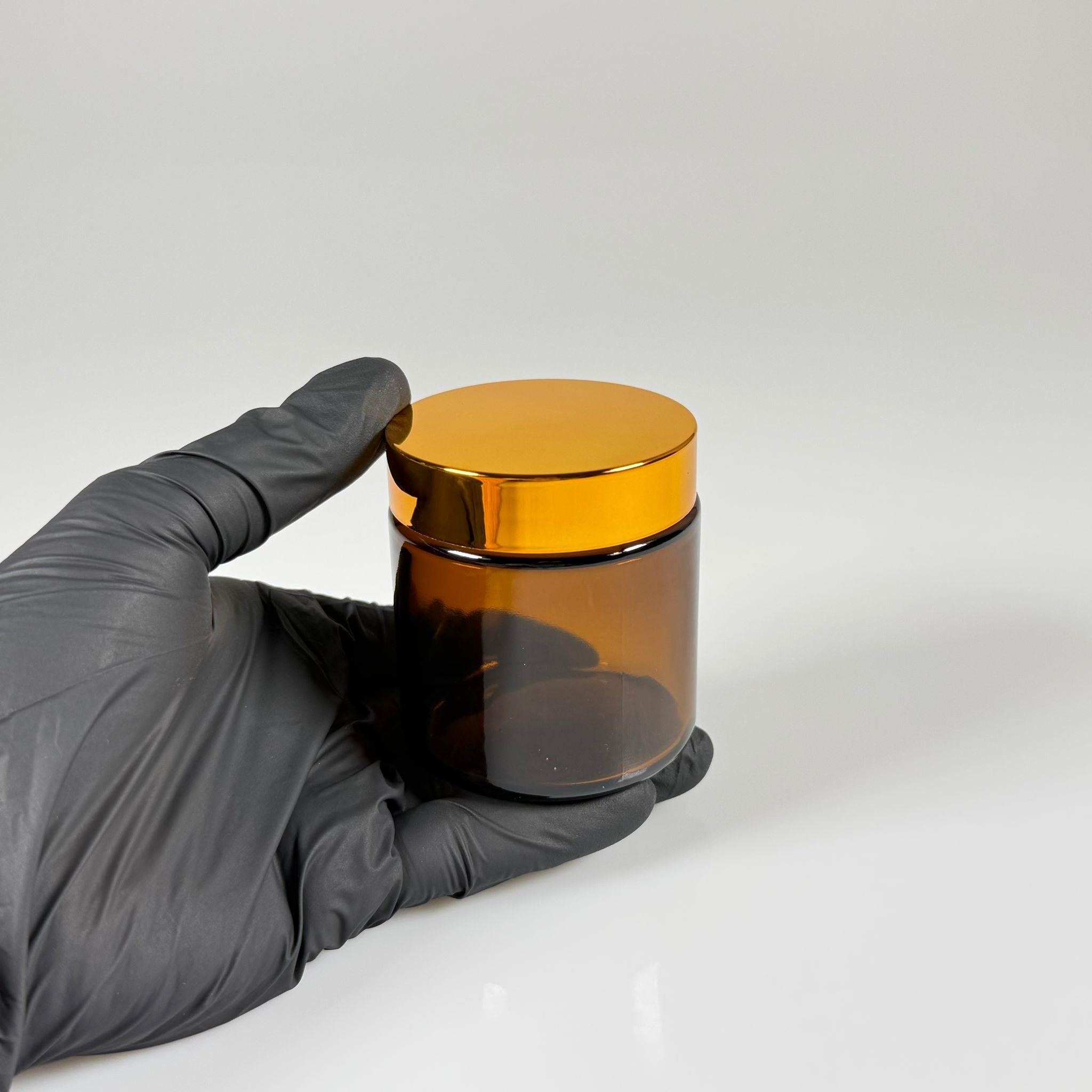 100 CC CAM AMBER KREM KAVANOZU - GOLD KAPAKLI İÇ CONTALI - 100 ML KAHVERENGİ KREM KAVANOZU - AMBER MUM KAVANOZU