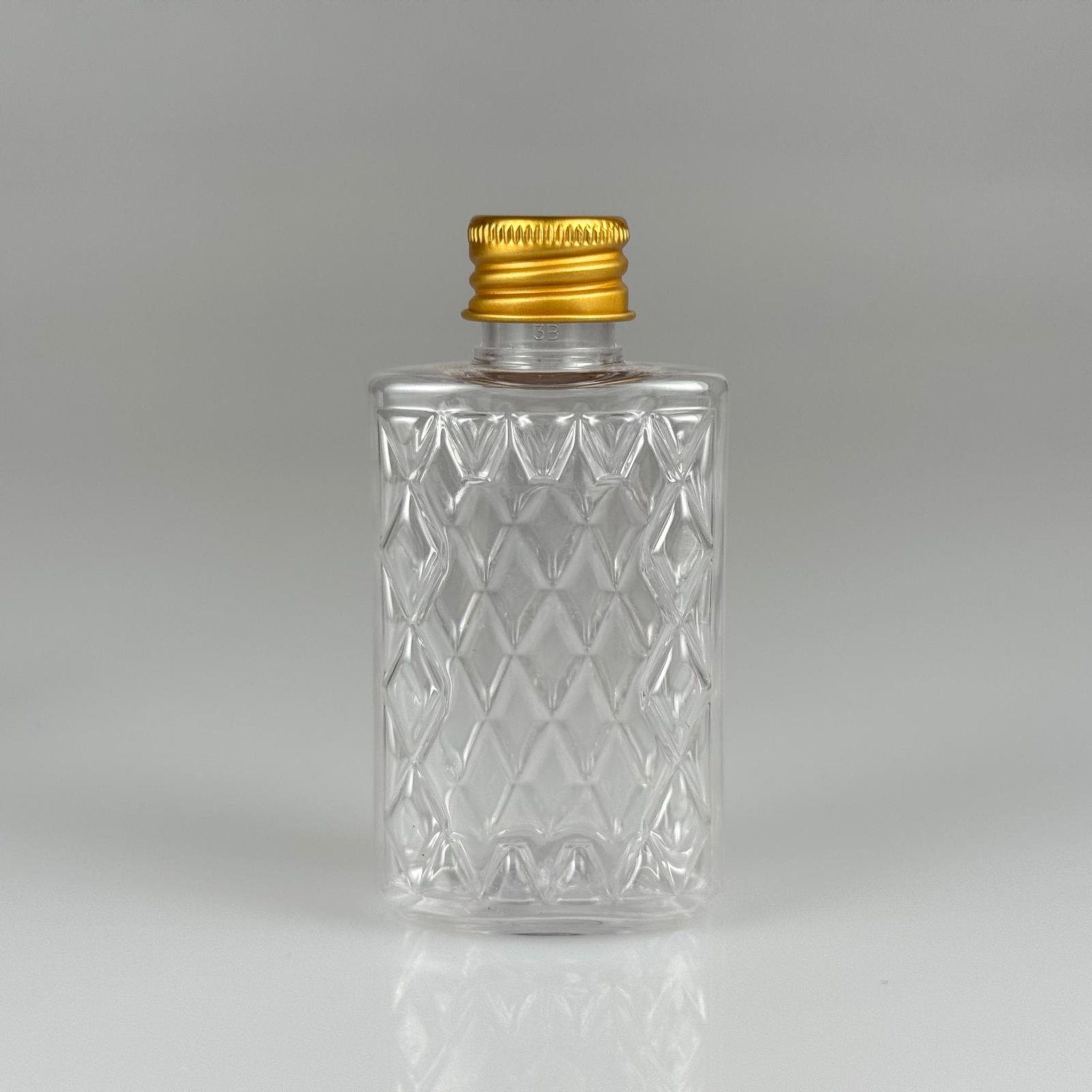 50 CC KÖŞELİ ŞEFFAF PET ŞİŞE + KÖPÜK CONTALI GOLD ALÜMİNYUM METAL KAPAKLI TAKIM - 50 ML PET ŞİŞE