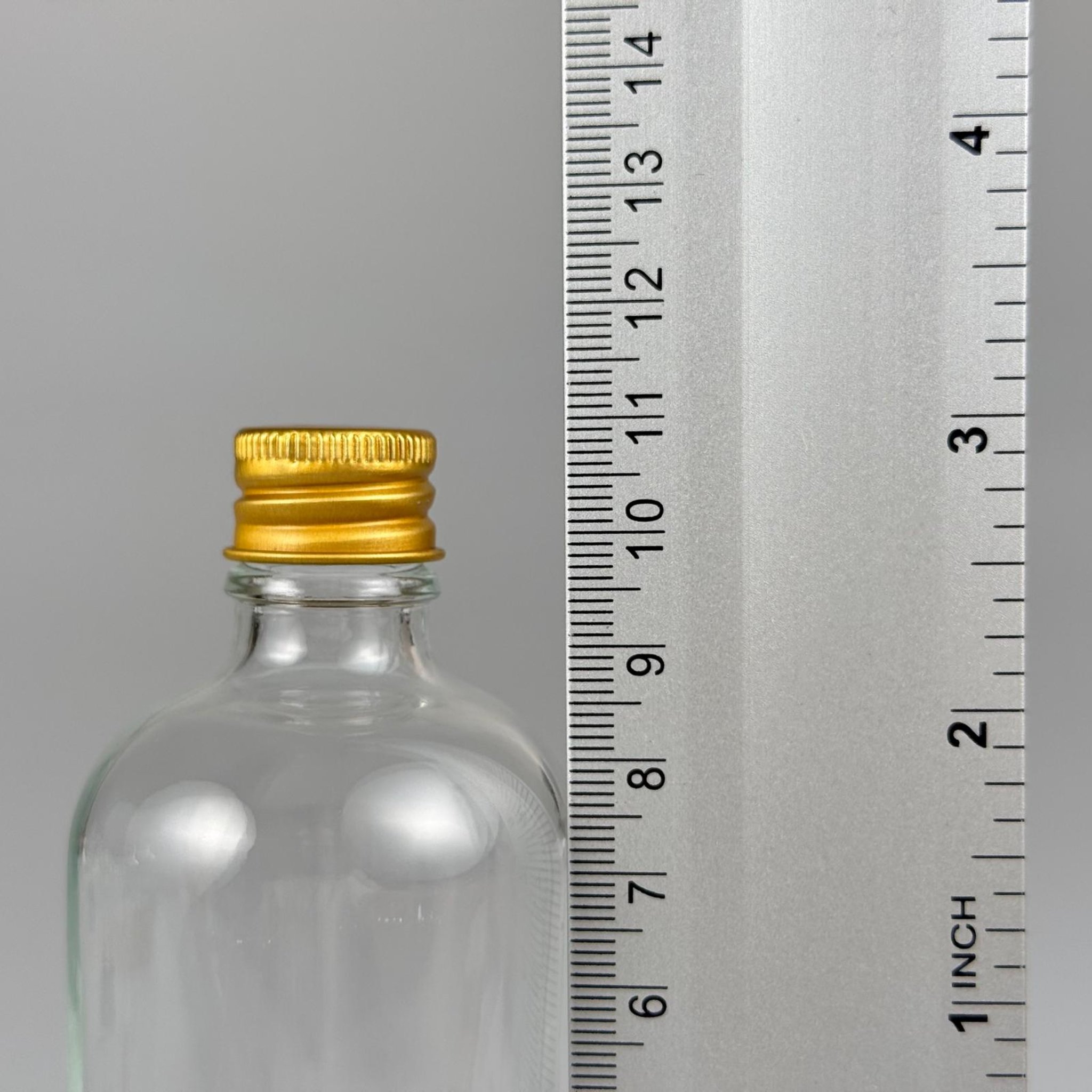 100 CC ŞEFFAF CAM ŞİŞE + KÖPÜK CONTALI GOLD ALÜMİNYUM METAL KAPAKLI + KÖR TIPALI TAKIM - 100 ML ŞEFFAF CAM ŞİŞE