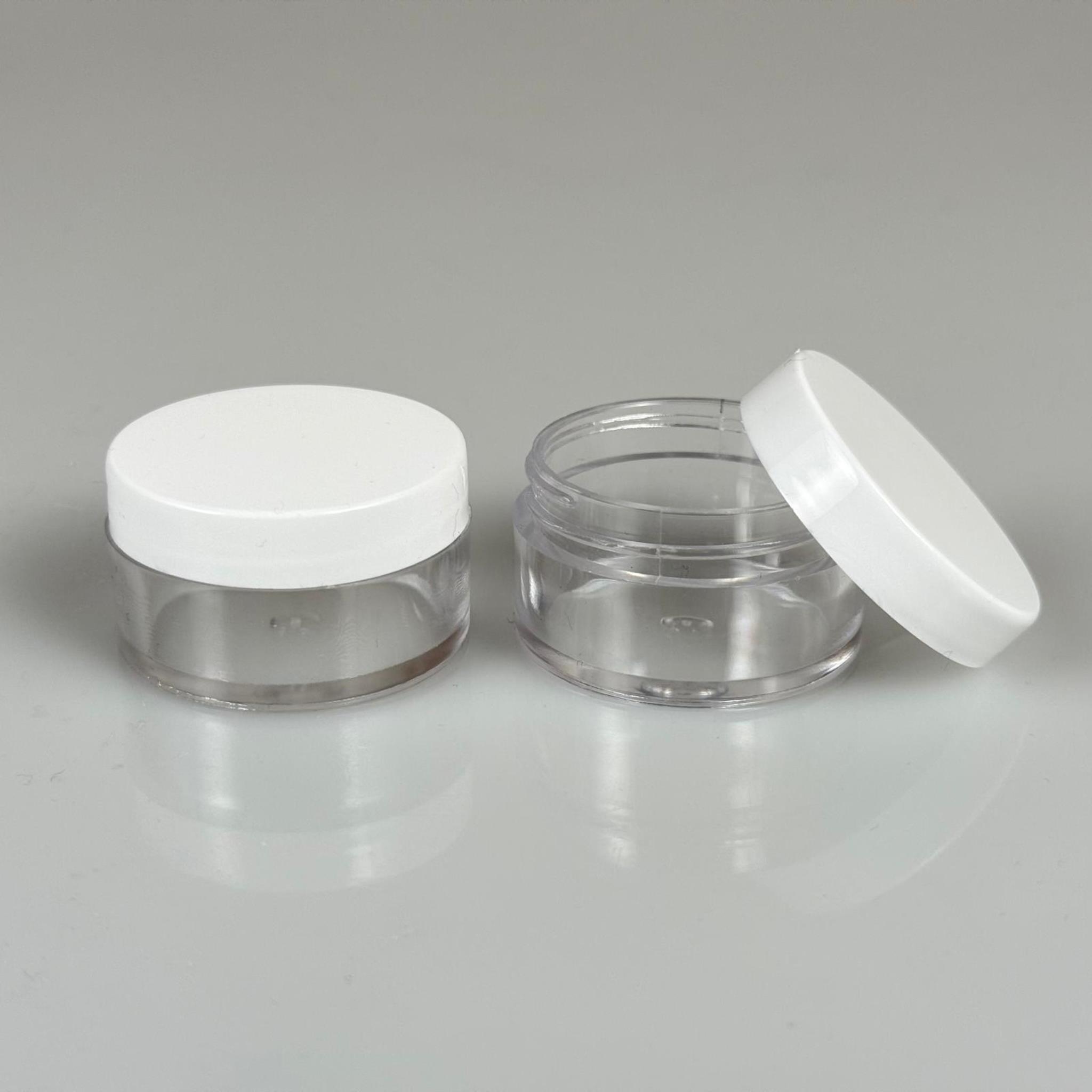 10 CC KRİSTAL KAVANOZ - BEYAZ PLASTİK KAPAKLI - 10 ML KREM KAVANOZ KALIN ŞEFFAF PLASTİK MİKA AKRİLİK