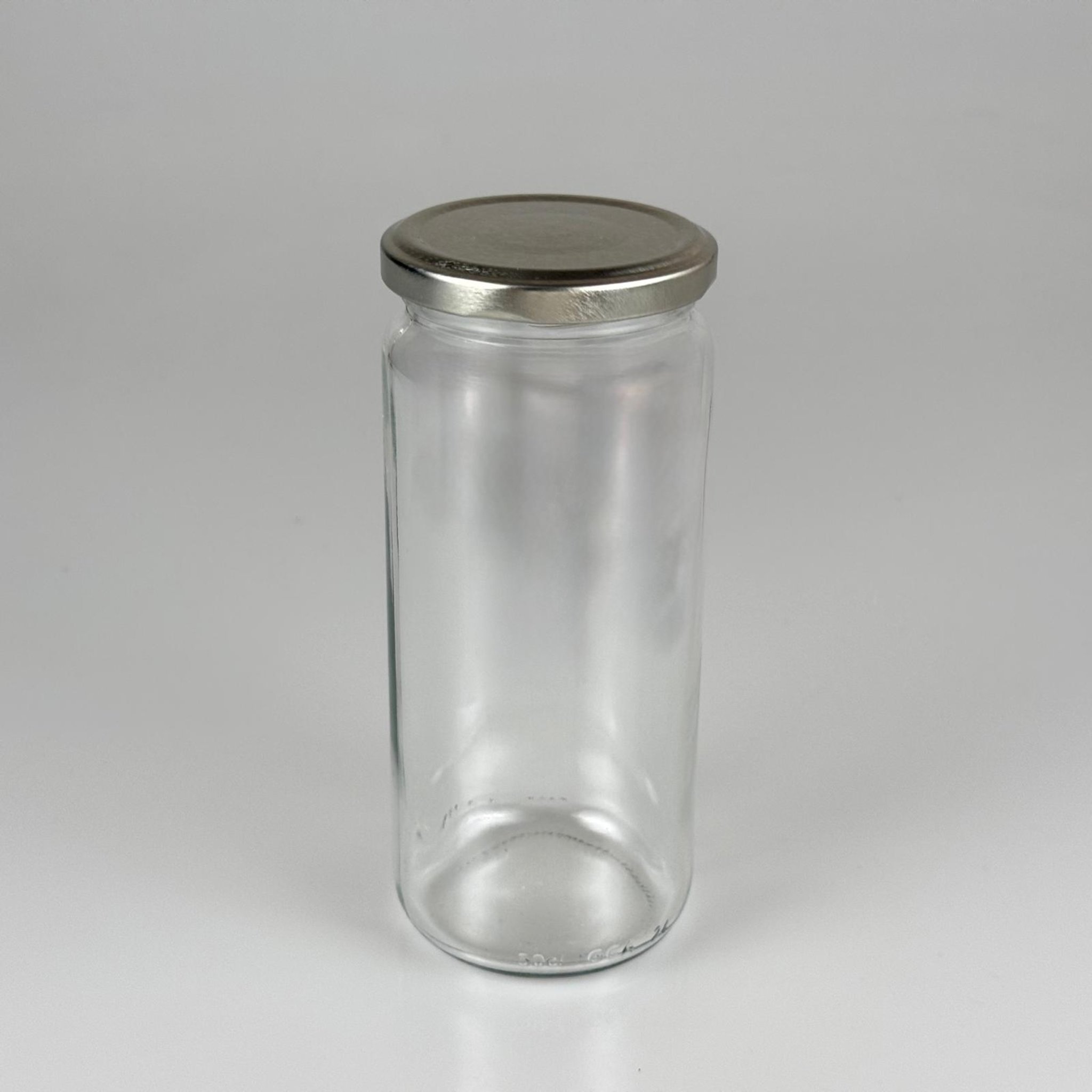 500 CC UZUN KAVANOZ - GÜMÜŞ METAL KAPAKLI - 500 ML BORU TİP CAM KAVANOZ