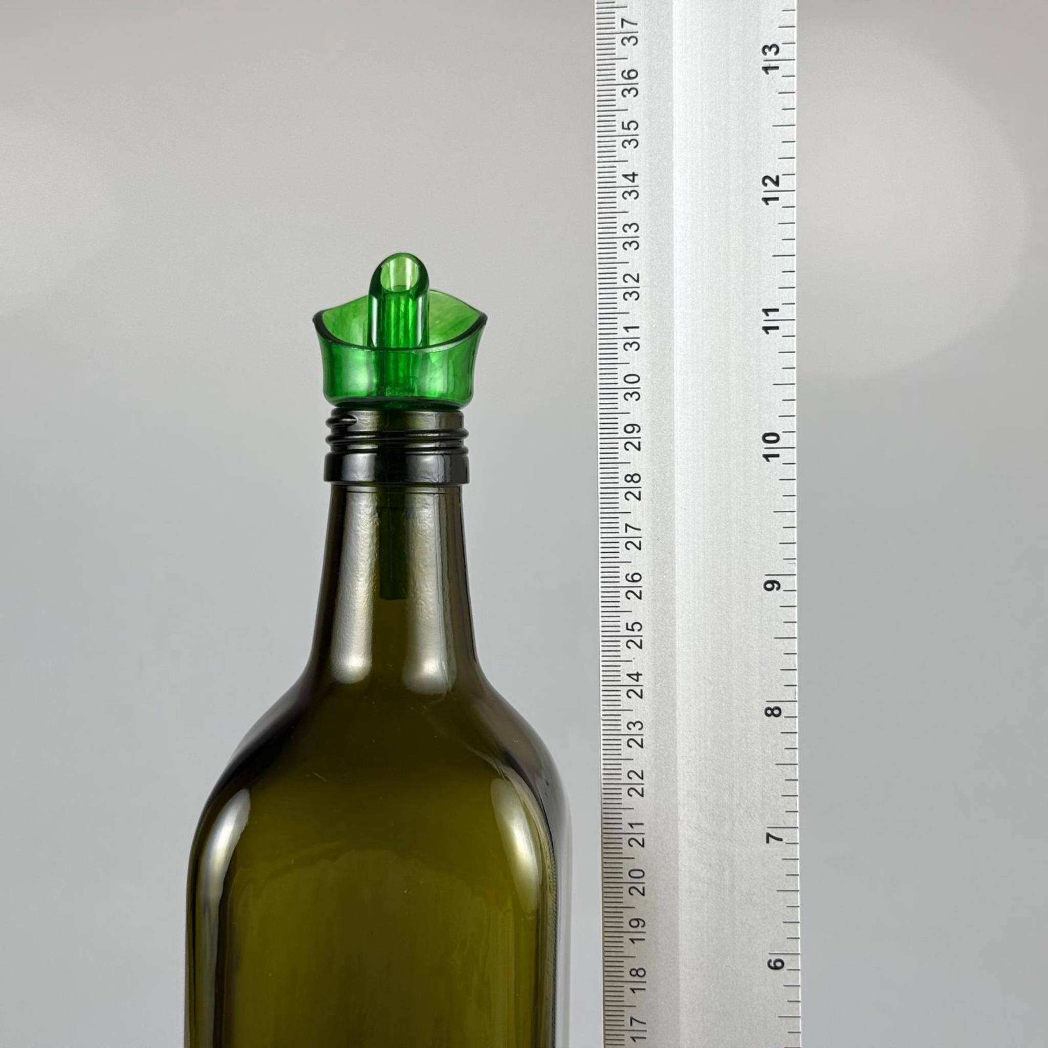 Akıtmaz Kapaklı Şık Cam Yağlık – Zeytinyağı ve Sirke İçin - Restoran Tipi 1000 ML Yeşil Maraska Kare Yağdanlık Açık Yeşil Akıtıcı Başlıklı