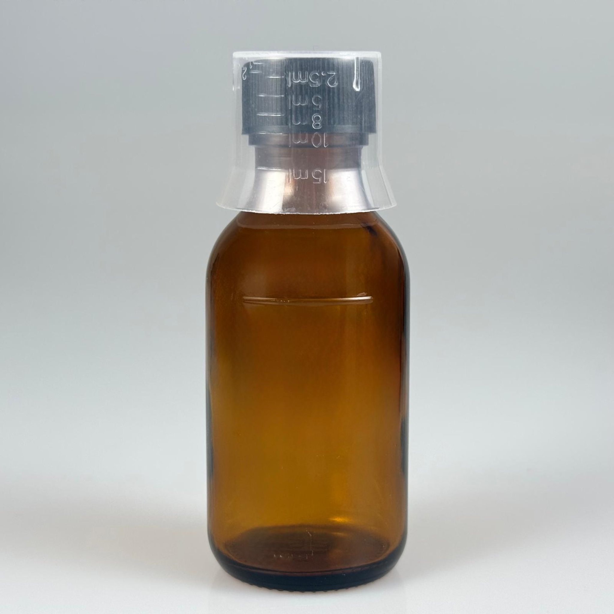75 CC AMBER ECZA ŞİŞESİ + SİYAH KAPAK + 15 ML ÖLÇEK TAKIM - 75 AĞIZ KAHVERENGİ ŞURUP ŞİŞESİ