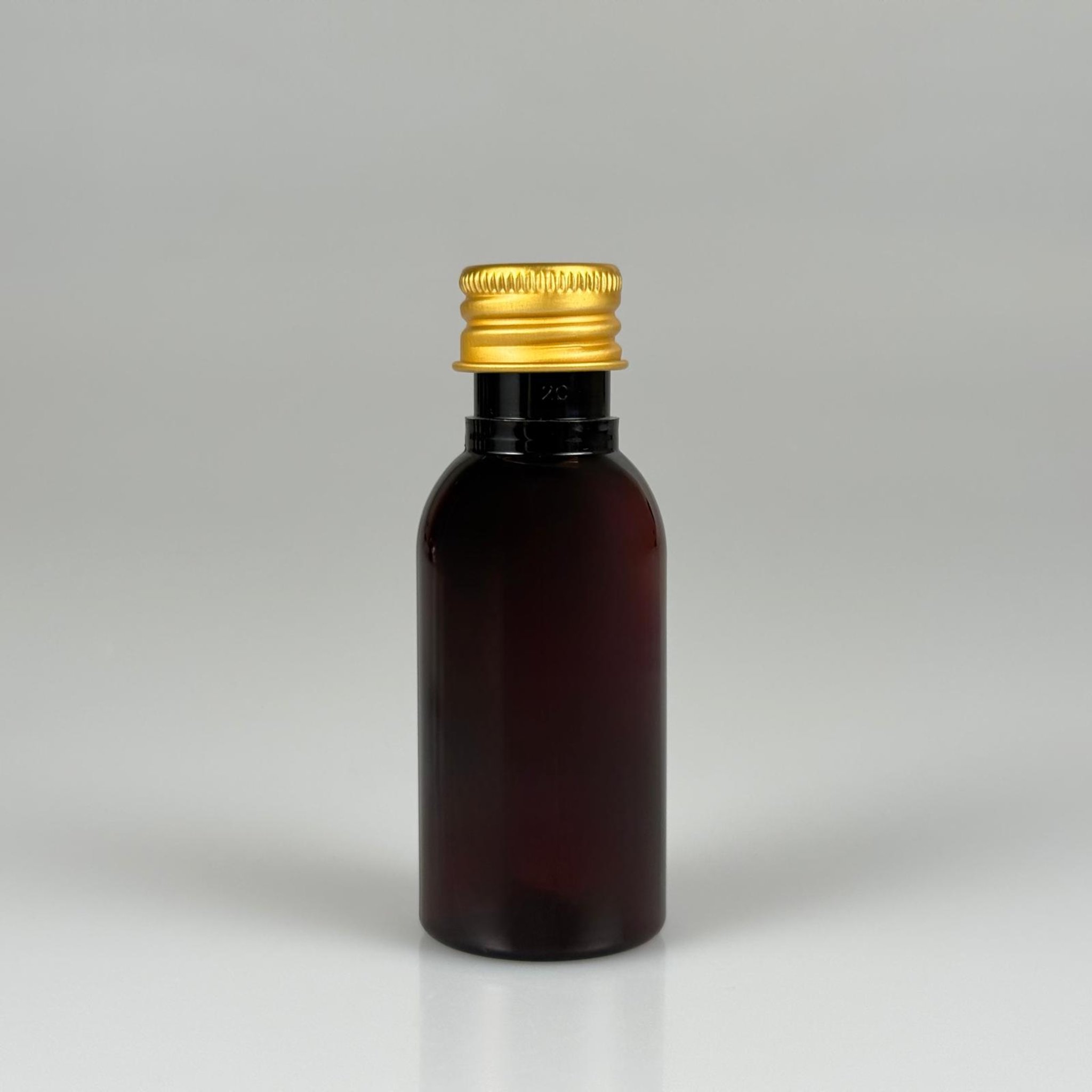 35 CC AMBER PET ŞİŞE - KÖPÜK CONTALI GOLD ALÜMİNYUM METAL KAPAKLI + KÖR TIPALI TAKIM - 35 ML KAHVERENGİ PET ŞİŞE