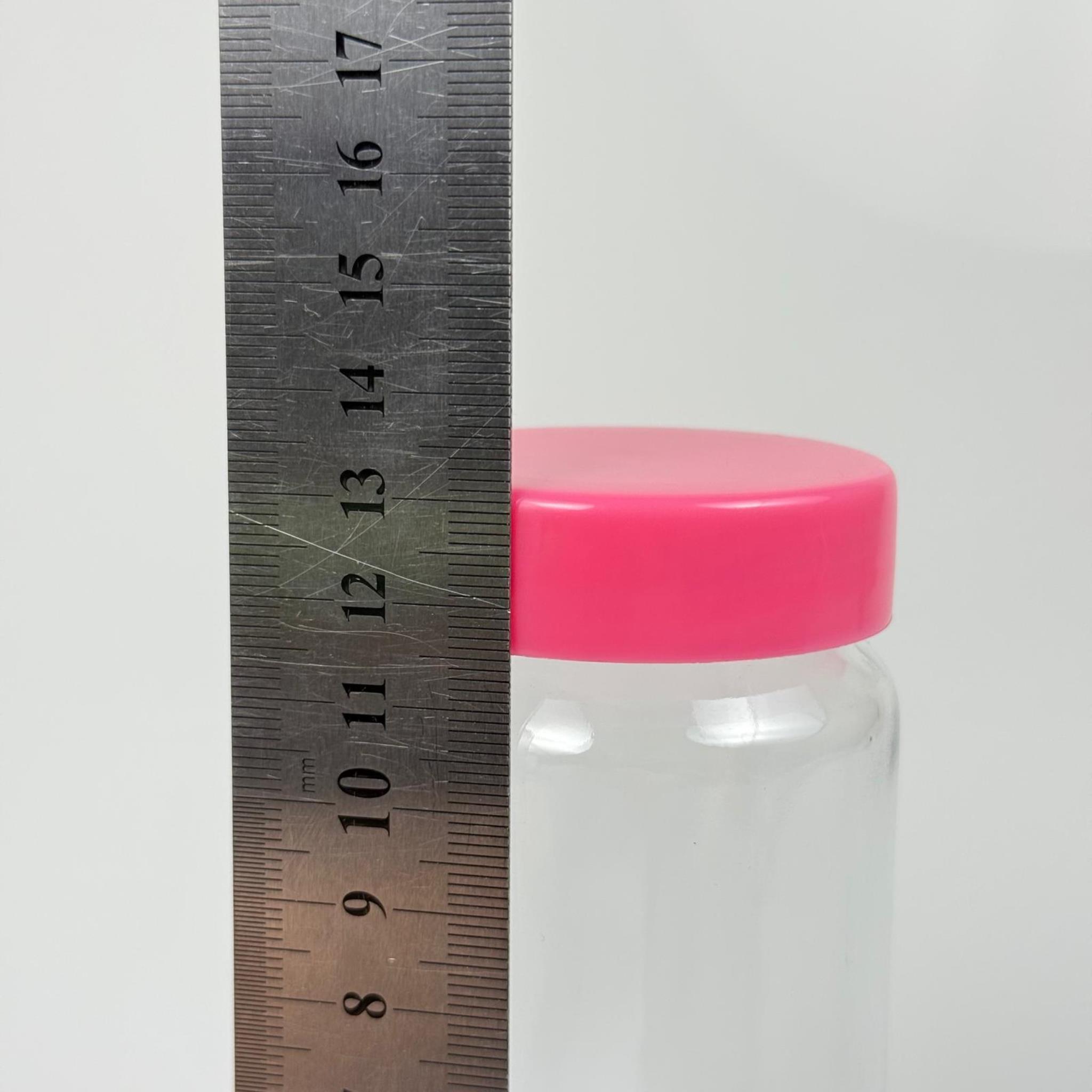 244 CC CAM KAVANOZ + PEMBE PLASTİK KAPAK - 244 ML PLASTİK KAPAKLI CAM KAVANOZ
