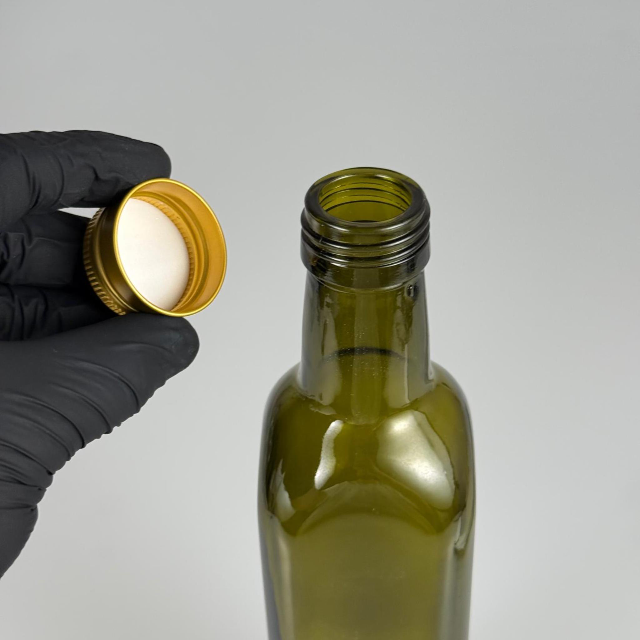 500 CC YEŞİL MARASKA CAM ŞİŞE - GOLD METAL ALÜMİNYUM KAPAKLI - 500 ML KÖŞELİ YAĞ ŞİŞESİ - SİRKE ŞİŞESİ
