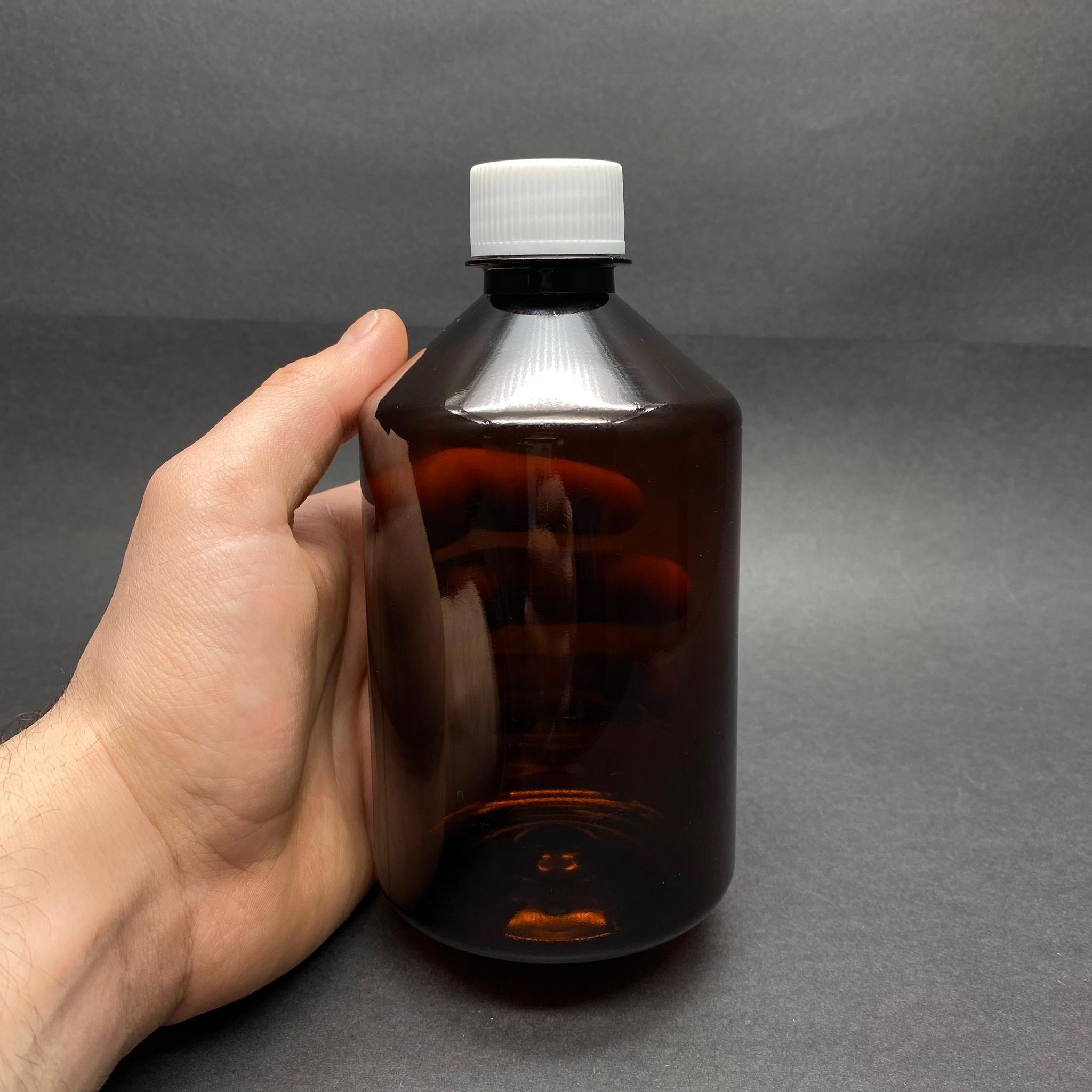 500 CC AMBER PLASTİK ŞİŞE - BEYAZ PLASTİK KAPAKLI - 500 ML KAHVERENGİ BOŞ PLASTİK ŞİŞE