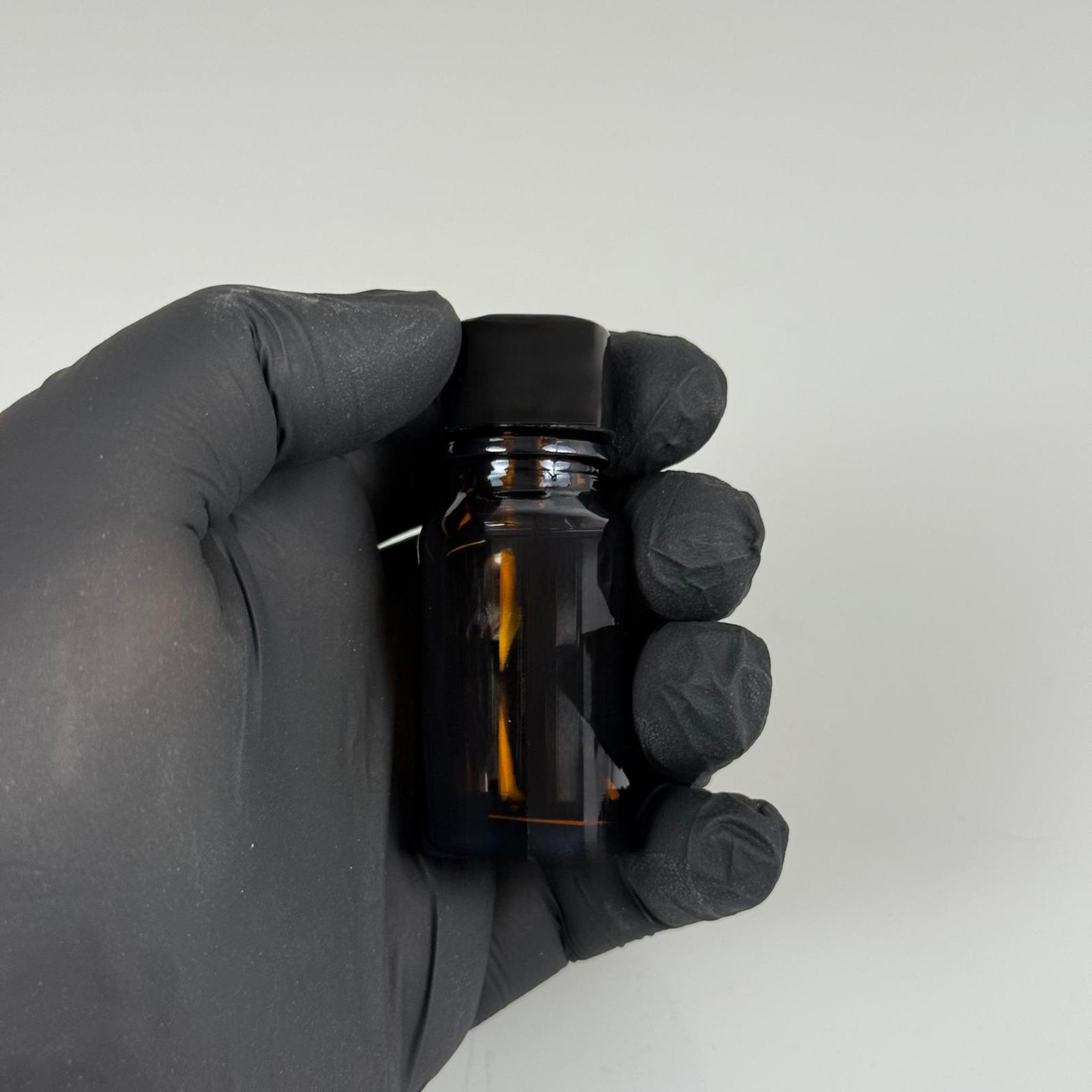 10 ML AMBER CAM ŞİŞE + CONTALI SİYAH KAPAK - 10 CC KAPAKLI CAM ŞİŞE