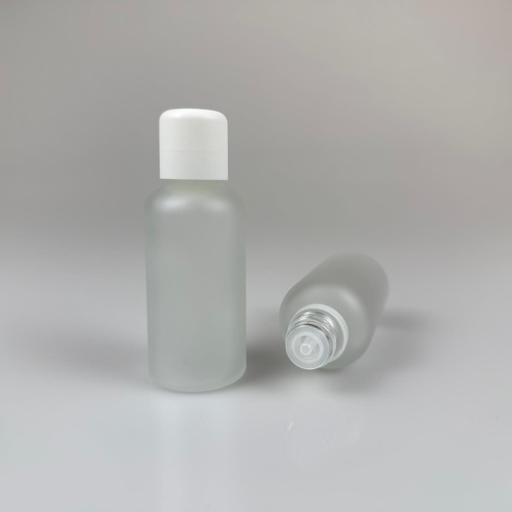 50 CC BUZLU CAM ŞİŞE + İÇTEN DAMLALIKLI ÇOCUK KİLİTLİ BEYAZ KAPAK - BUZLU 50 ML KİLİT KAPAKLI DAMLATMALI ŞİŞE