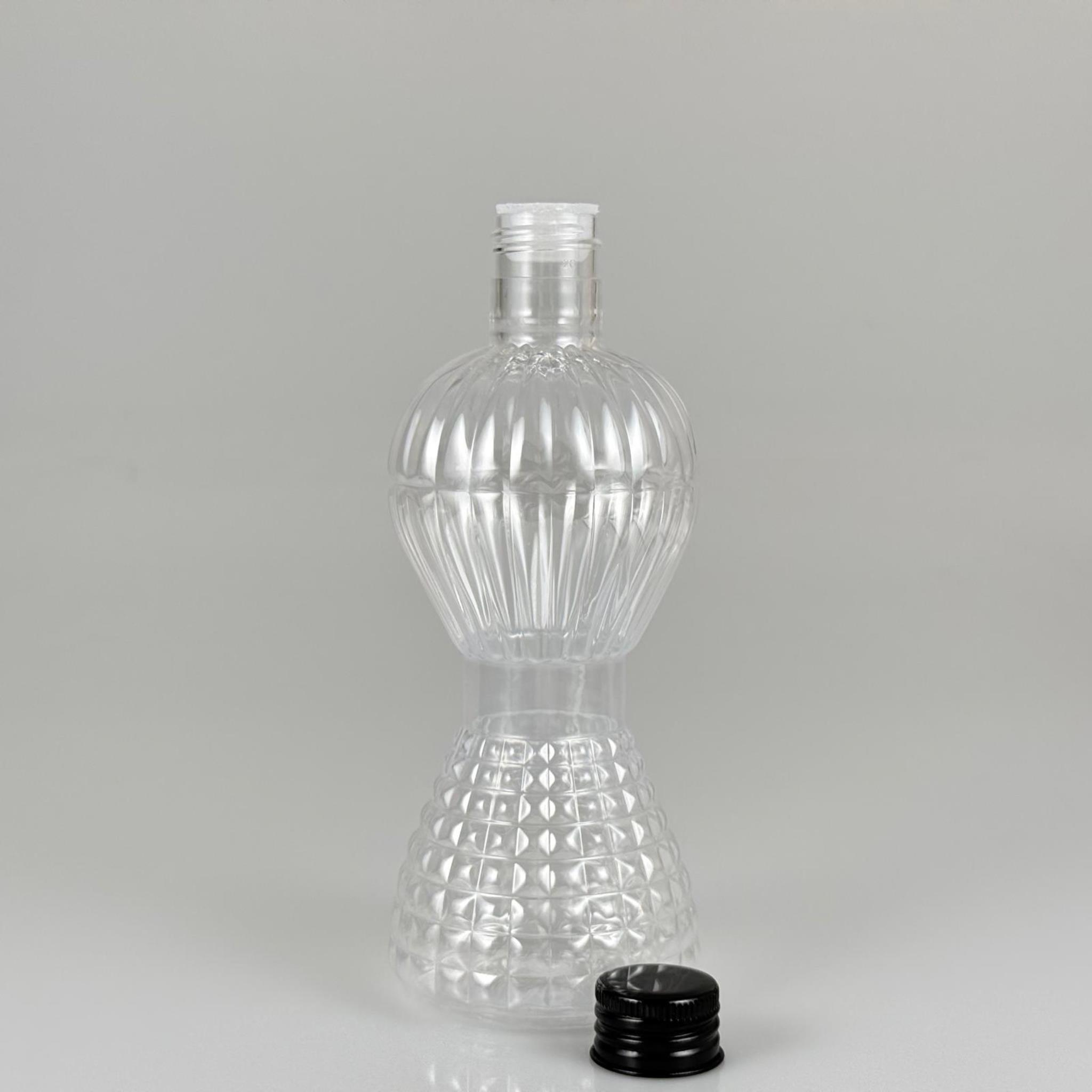 300 CC PIRLANTA ŞİŞE (CAMPET) 24 AĞIZ + KÖPÜK CONTALI SİYAH METAL ALÜMİNYUM KAPAK + KOLONYA TIPALI TAKIM - 300 ML KAPAKLI PLASTİK ŞİŞELER