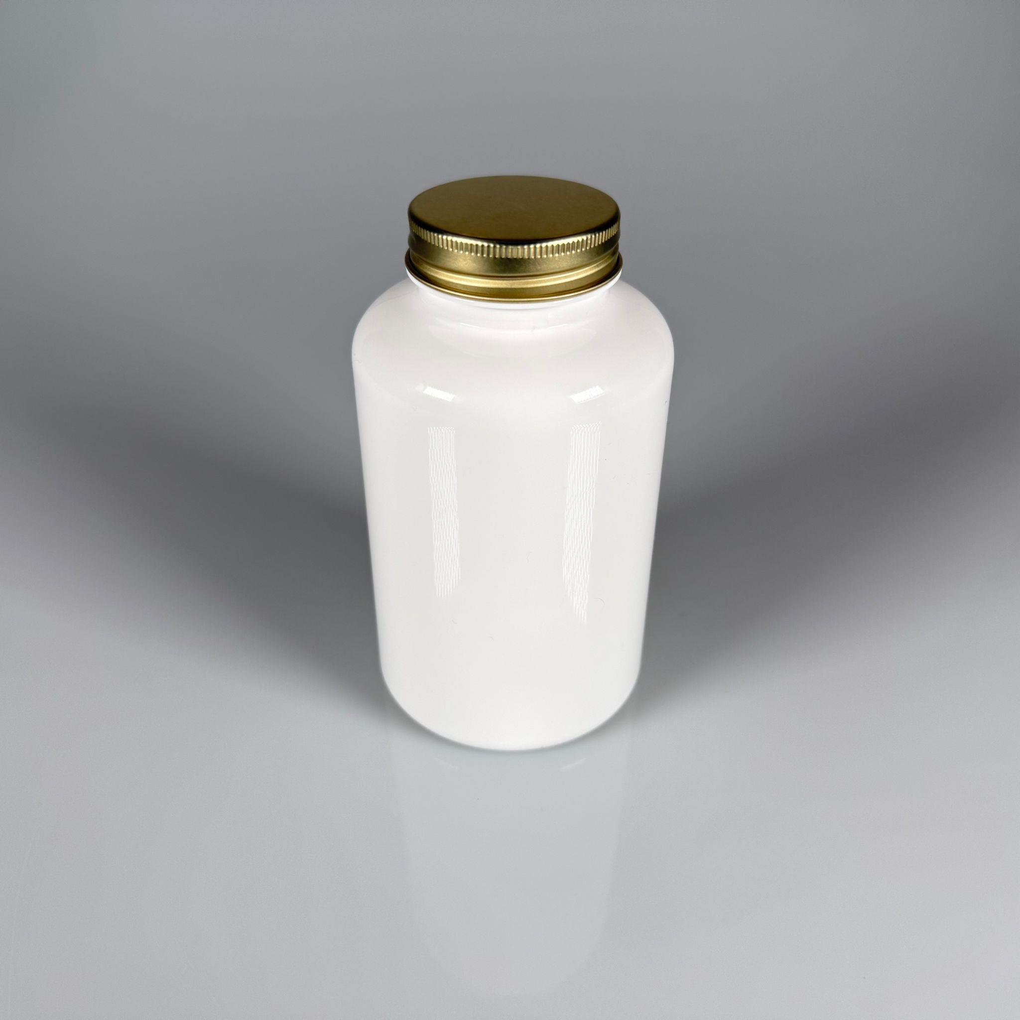 400 CC BEYAZ PET TABLET ŞİŞESİ - GOLD KAPAKLI + KENDİNDEN YAPIŞKANLI KÖPÜK CONTALI - 400 ML KAPSÜL KUTUSU - İLAÇ ŞİŞESİ - MEDİKAL HAP ŞİŞESİ - FARMASÖTİK KAVANOZ