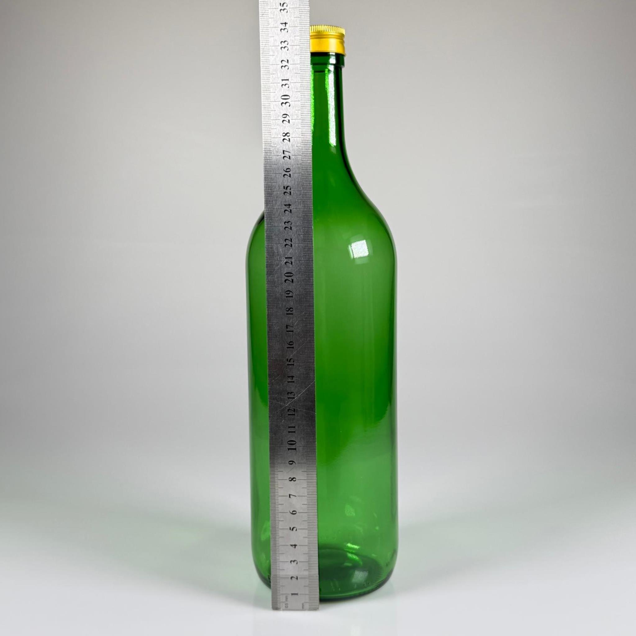 1500 CC YEŞİL CAM ŞİŞE - GOLD METAL ALÜMİNYUM KAPAKLI - 1500 ML YAĞ ŞİŞESİ - SİRKE ŞİŞESİ - 1,5 LİTRE CAM ŞİŞE