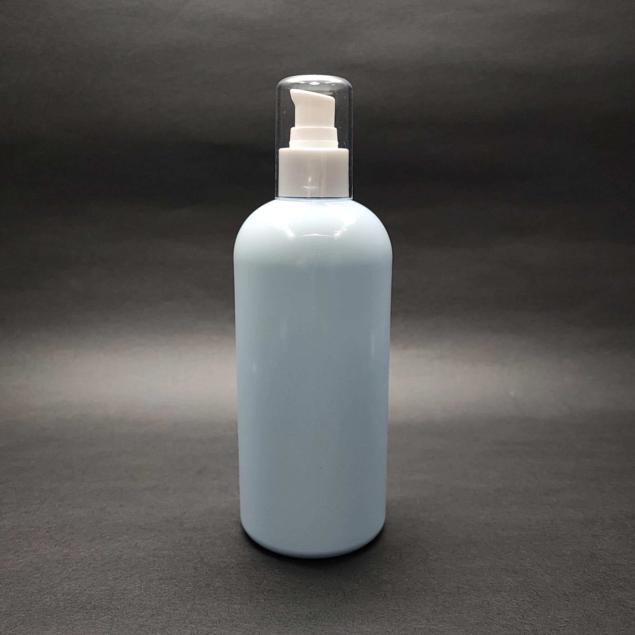 400 CC OVAL BOYUNLU SİLİNDİR PET ŞİŞE (30 GR) - BEYAZ LOSYON POMPALI - 400 ML PLASTİK ŞİŞE - BEBEK MAVİSİ