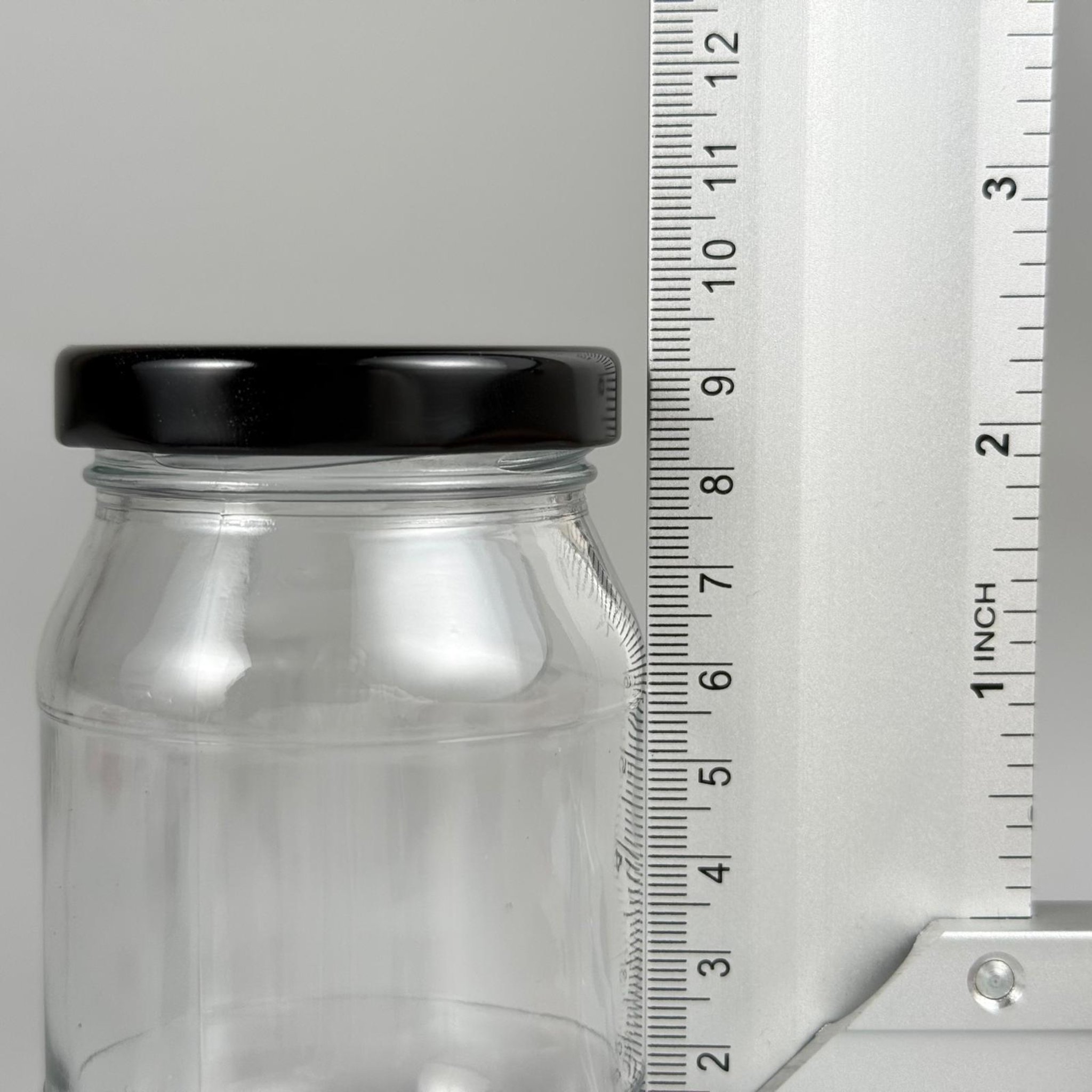 190 CC CAM KAVANOZ - SİYAH METAL KAPAKLI + KENDİNDEN YAPIŞKANLI SIZDIRMAZ CONTALI TAKIM - 190 ML TOMBUL KAVANOZ