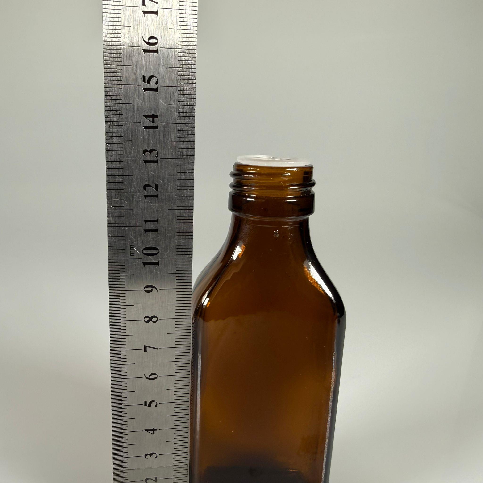 100 ML YASSI DOLUMU KOLAY, GENİŞ AĞIZLI İÇTEN DAMLALIKLI ŞİŞE (28 MM AĞIZ)  - 100 CC SİYAH CONTALI KAPAKLI İÇTEN DAMLALIKLI CAM ECZA ŞİŞESİ - AMBER KAHVERENGİ