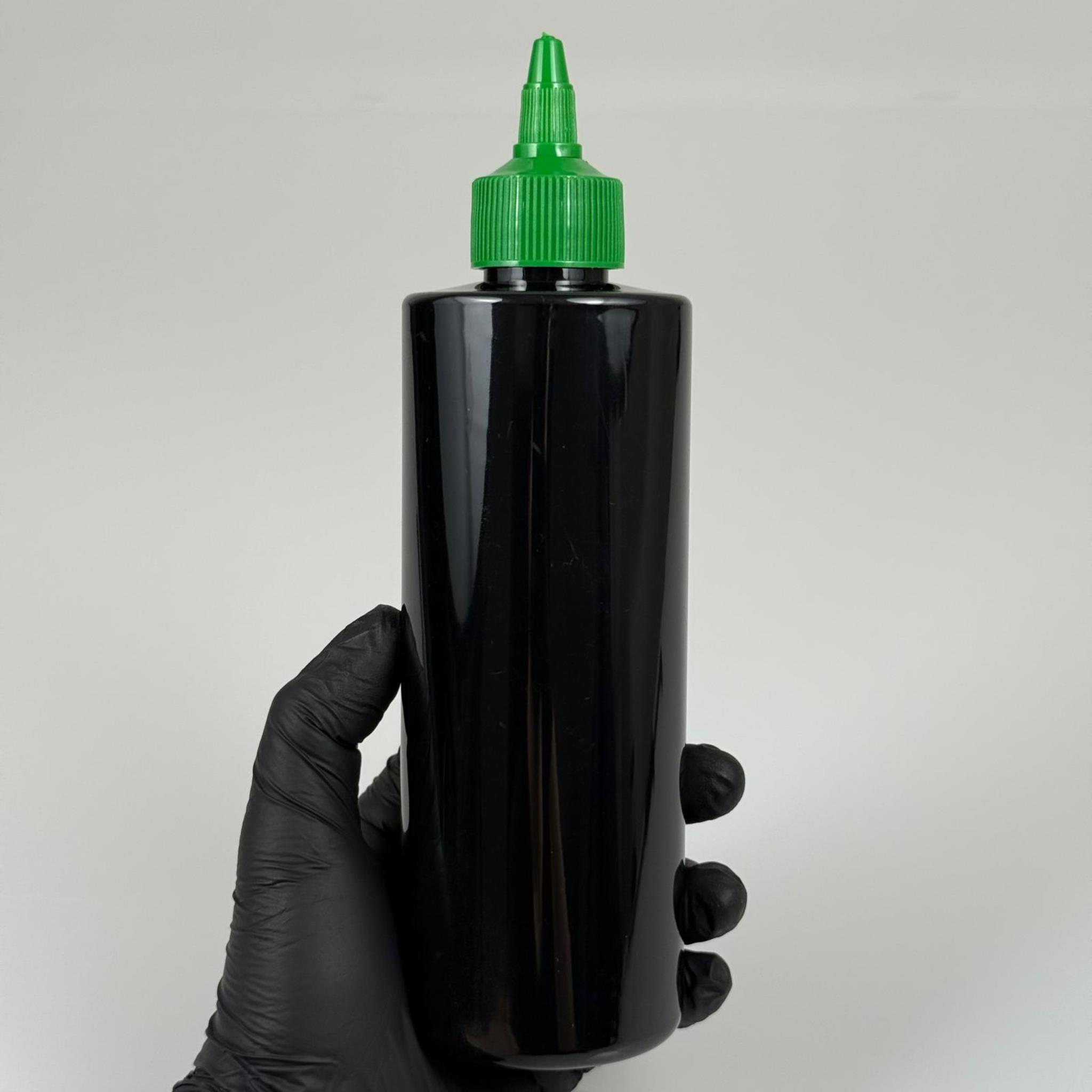 ZEYTİNYAĞI, SOS, ACI SOS, SİRKE, SRIRACHA VB BOŞ ŞİŞELERİ - YEŞİL SİVRİ TWİST AKITICI KAPAK + 400 ML SİYAH PET PLASTİK ŞİŞE TAKIM