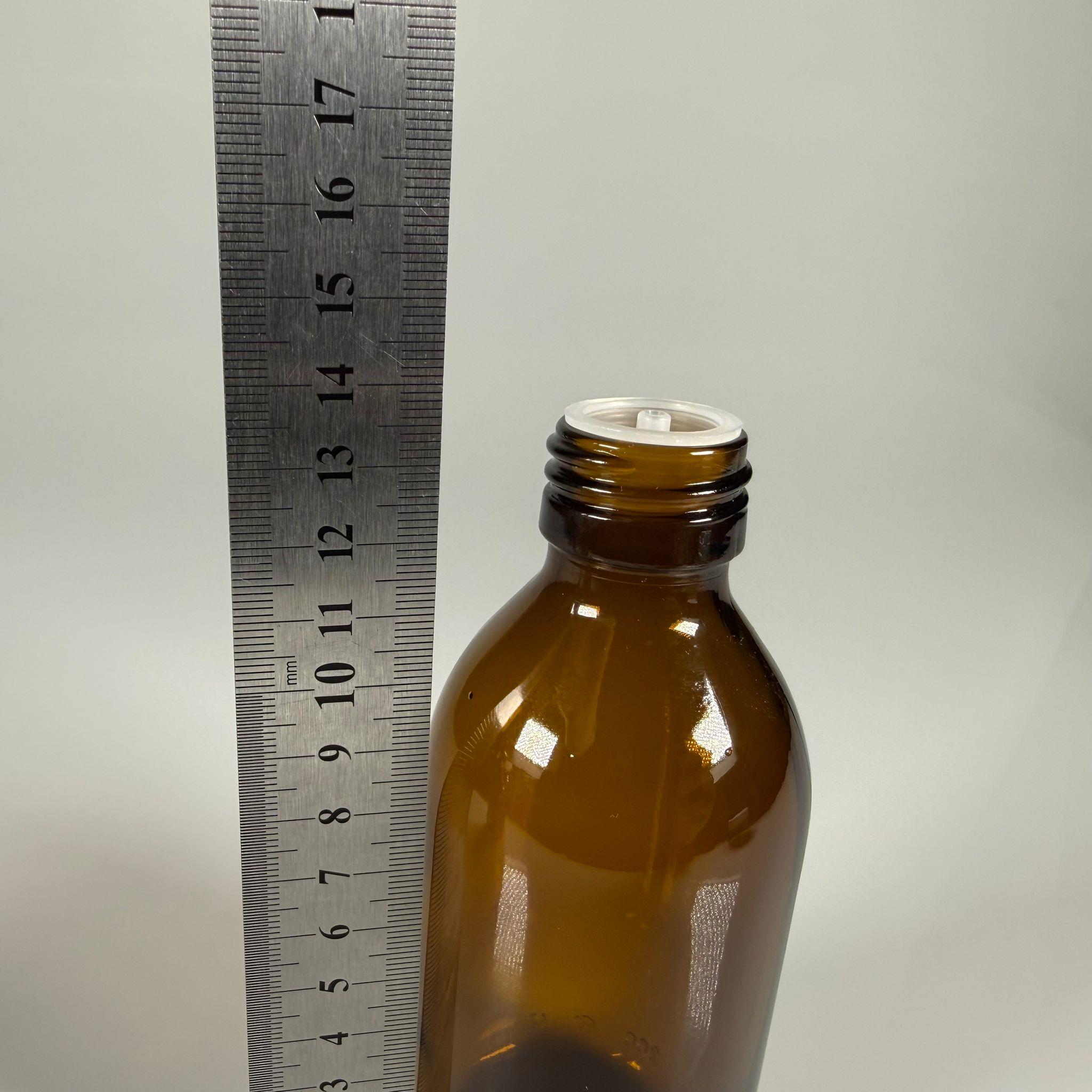 200 ML DOLUMU KOLAY, GENİŞ AĞIZLI İÇTEN DAMLALIKLI ŞİŞE (28 MM AĞIZ)  - 200 CC BEYAZ CONTALI KAPAKLI İÇTEN DAMLALIKLI CAM ECZA ŞİŞESİ - AMBER KAHVERENGİ