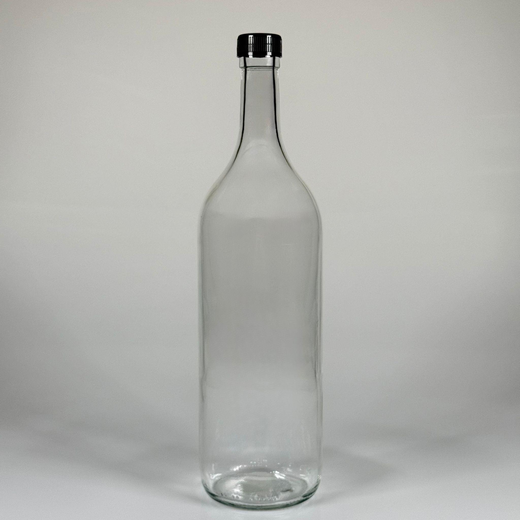 1500 CC ŞEFFAF CAM ŞİŞE - SİYAH KAPAKLI - 1500 ML CAM ŞİŞE - 1,5 LİTRE CAM ŞİŞE