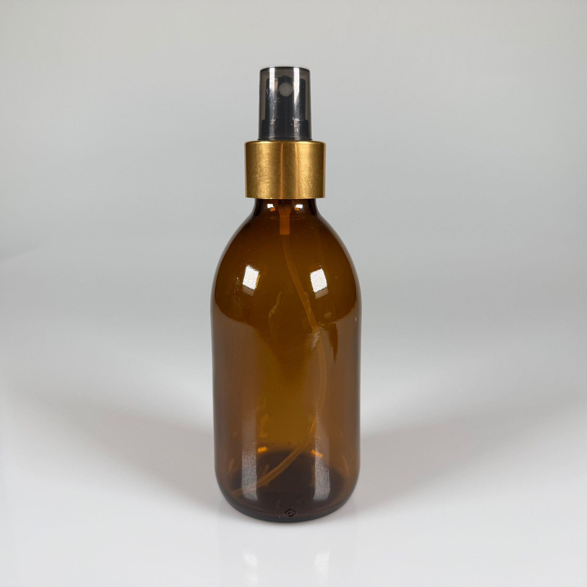 250 CC AMBER GOLD SPREY BAŞLIKLI CAM ŞİŞE - 250 ML KAHVERENGİ FISFIS KAPAKLI ŞİŞE