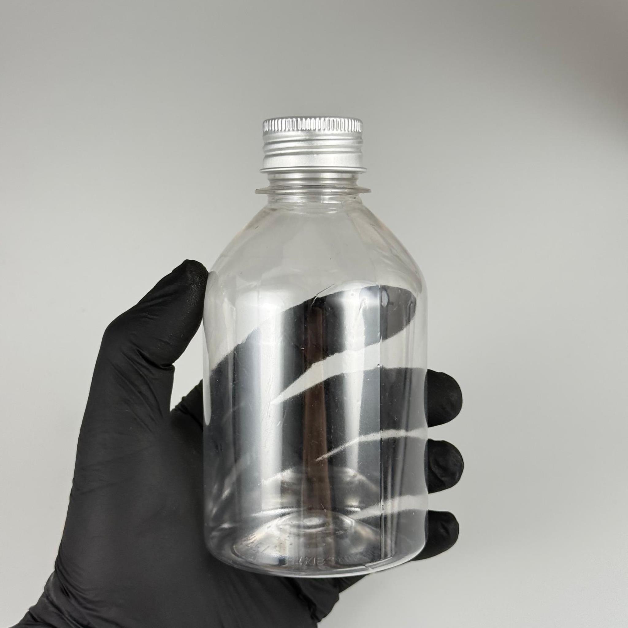 250 CC TOMBUL MODEL ŞEFFAF PET ŞİŞE + GÜMÜŞ ALÜMİNYUM METAL KAPAKLI - 250 ML OVAL BOYUNLU PLASTİK ŞİŞE