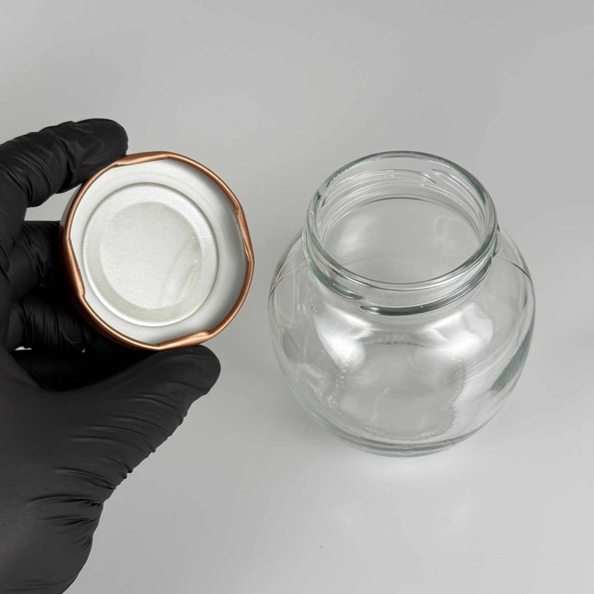 210 CC YUMURTA KAVANOZ - BRONZ METAL KAPAKLI - 210 ML OVAL TİP CAM KAVANOZ
