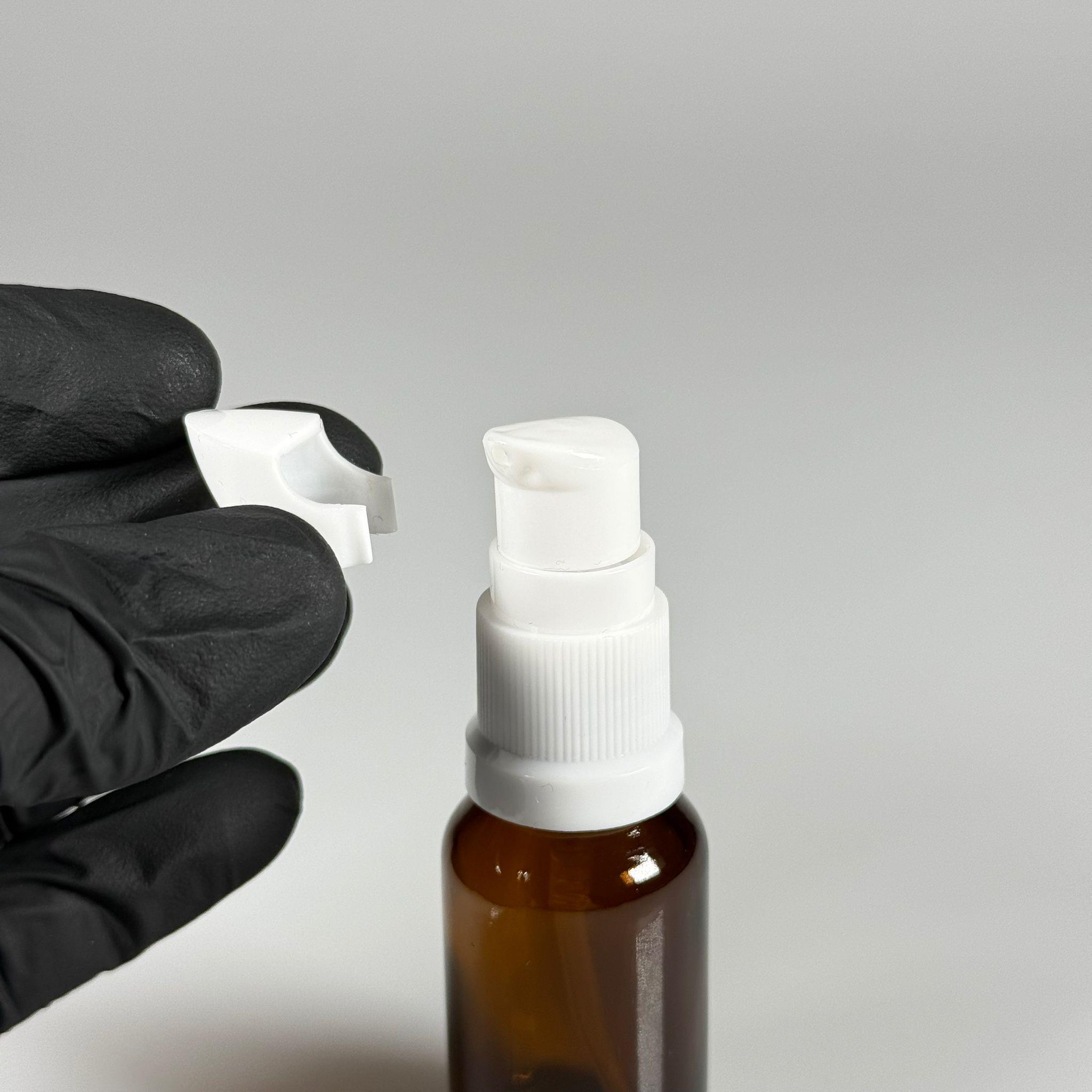 20 CC AMBER CAM ŞİŞE - SIZDIRMAZ ETEKLİ BEYAZ LOSYON POMPALI TAKIM - 20 ML LOSYON ŞİŞESİ - YAĞ, KREM GİBİ YOĞUN KIVAMLI SIVILAR İÇİN CAM AMBALAJ