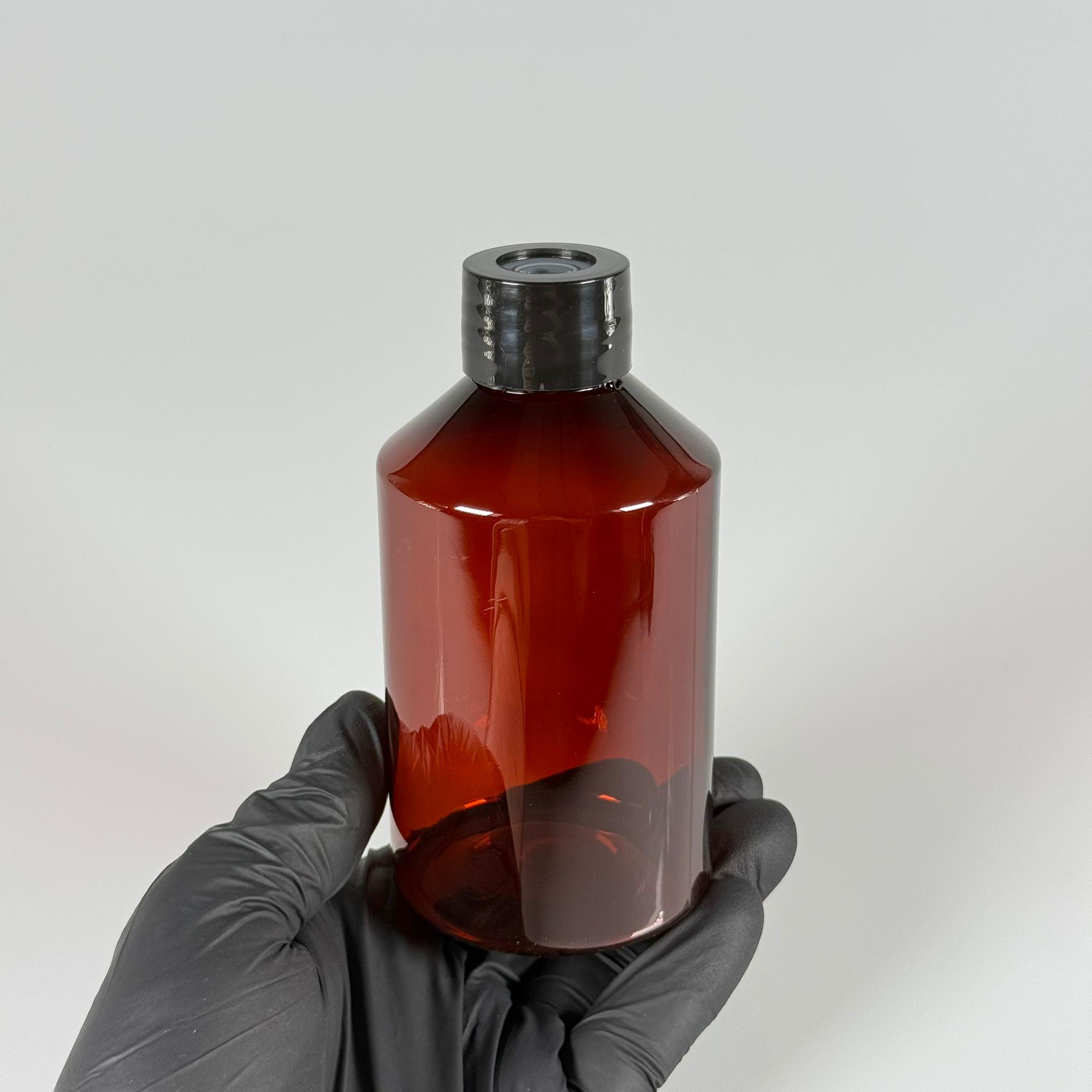 FLAKON ENJEKTÖR SERUM ŞİŞESİ - 250 ML ECZA PLASTİK PET ŞİŞE + VİDALI DELİKLİ KAPAK (ELLE ÇEVİREREK KAPANIR) + KAUÇUK BUTİL TIPA TAKIM