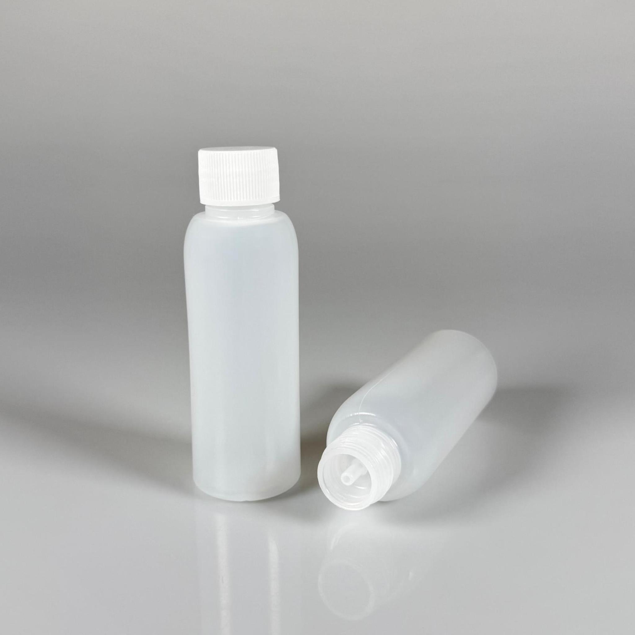 100 ML SIKILABİLİR YUMUŞAK PE PLASTİK ŞİŞE - CONTALI BEYAZ KAPAKLI ASETON KOLONYA TIPALI - 100 cc sos, yağ, kartuş, mürekkep vb için boş şişeler