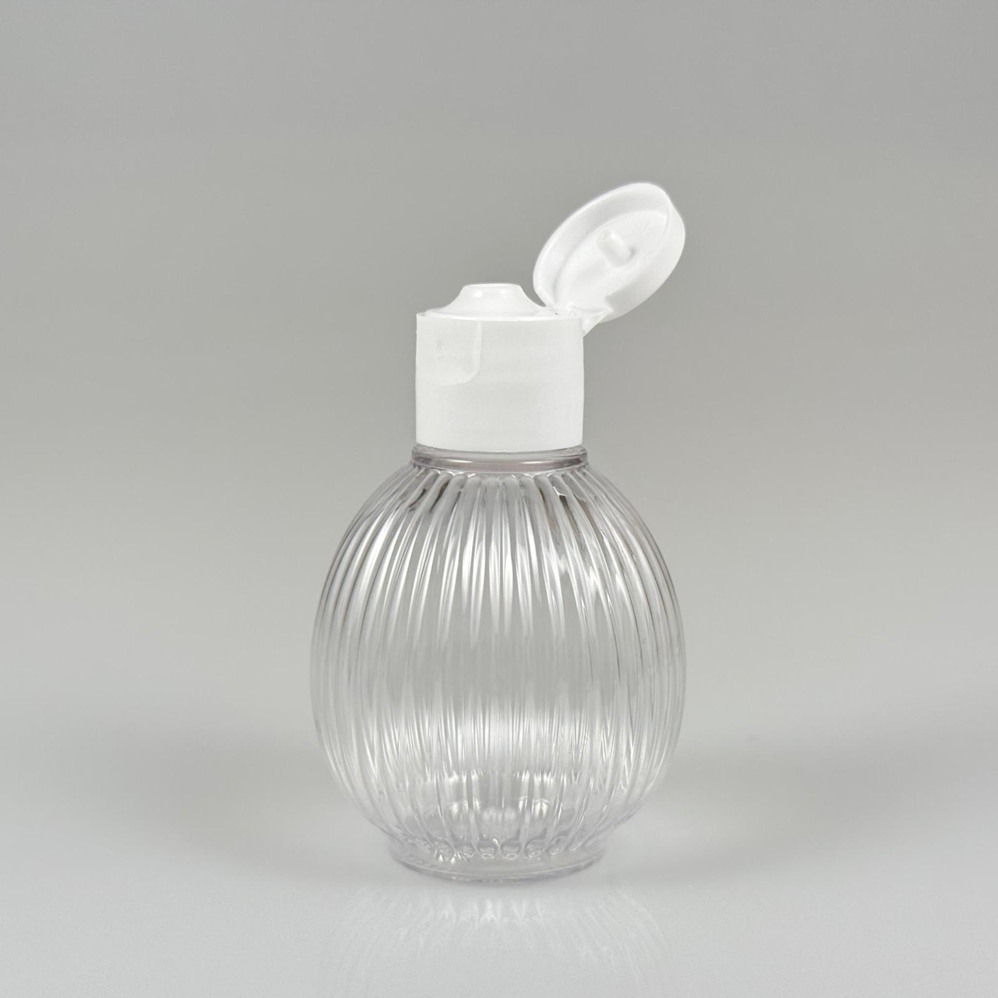 50 CC TOP ÇİZGİLİ DESENLİ 18 MM BEYAZ FLİPTOP KAPAKLI PET ŞİŞE - 50 ML TOP MODEL ÇİZGİLİ FLİPTOP KAPAKLI PLASTİK ŞİŞE