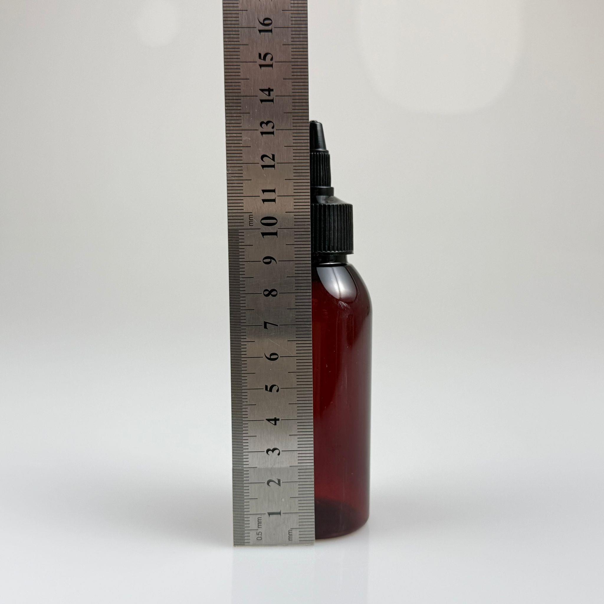 YAĞ, SOS, ACI SOS, SİRKE, SRIRACHA, MÜREKKEP, TUTKAL AKITICI VB BOŞ ŞİŞELERİ - SİYAH SİVRİ TWİST AKITICI KAPAK + 100 ML AMBER SERT PET PLASTİK ŞİŞE TAKIM