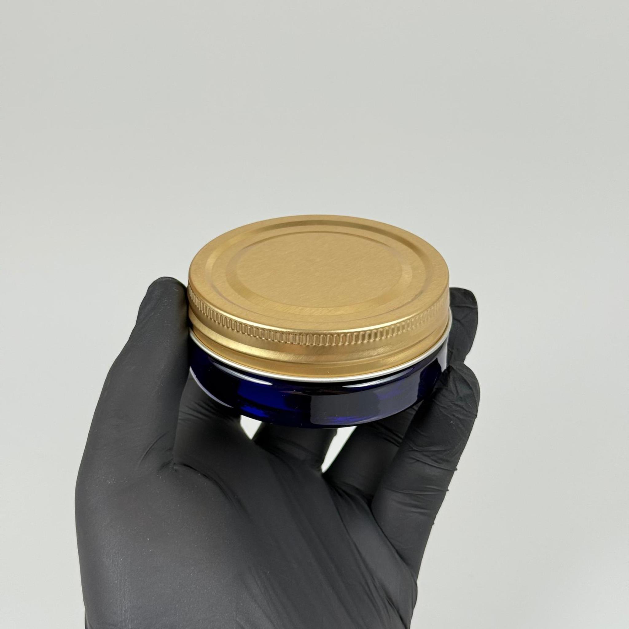 50 ML SERT PET KAVANOZ + GOLD METAL KAPAK + İÇ TIPA - 50 CC KALIN MAVİ PLASTİK KAVANOZ GOLD METAL KAPAKLI İÇ TIPALI TAKIM - KREM KAVANOZLARI