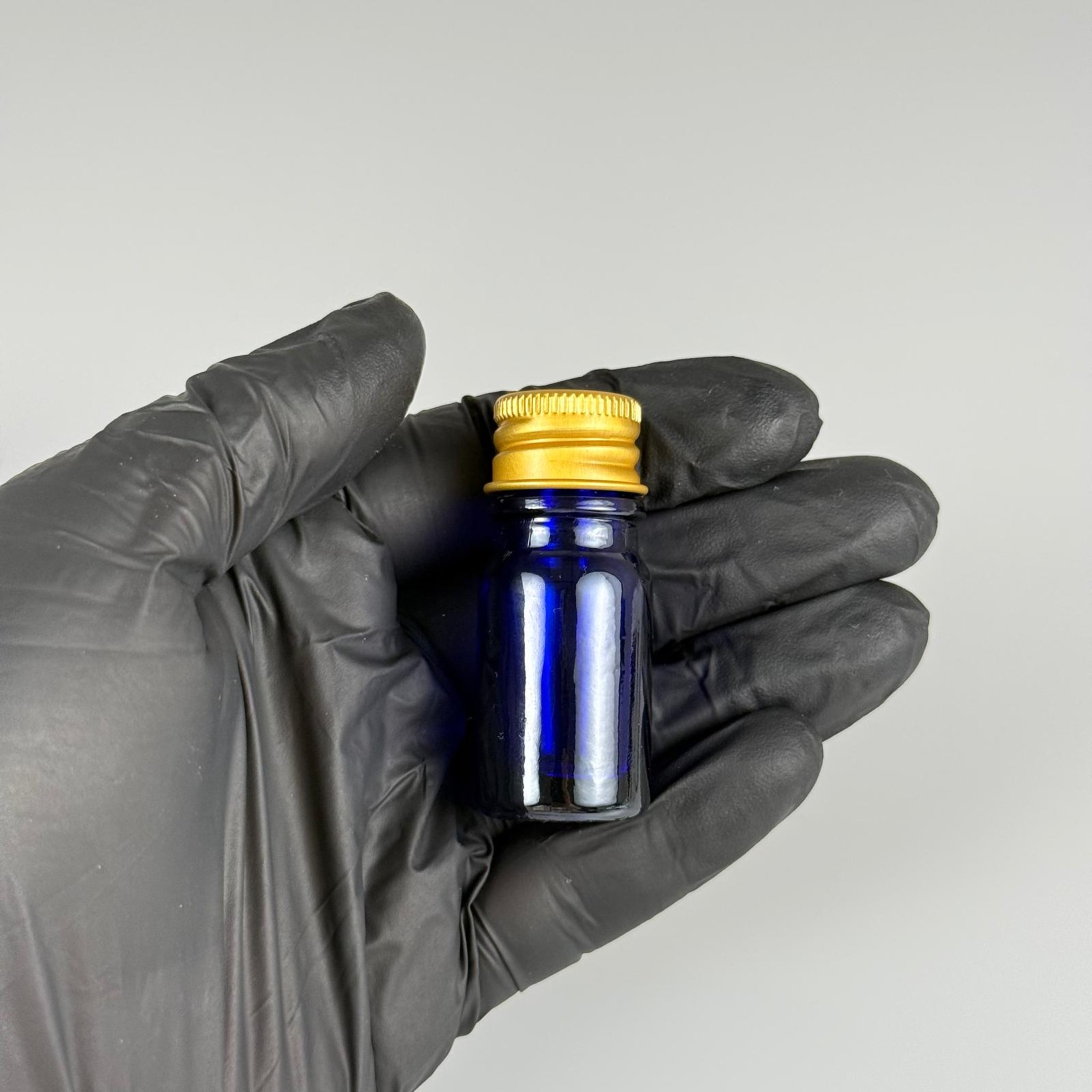 5 CC MAVİ CAM ŞİŞE + KÖPÜK CONTALI GOLD ALÜMİNYUM METAL KAPAKLI + DAMLALIKLI KOLONYA TIPALI TAKIM - 5 ML MAVİ CAM ŞİŞE