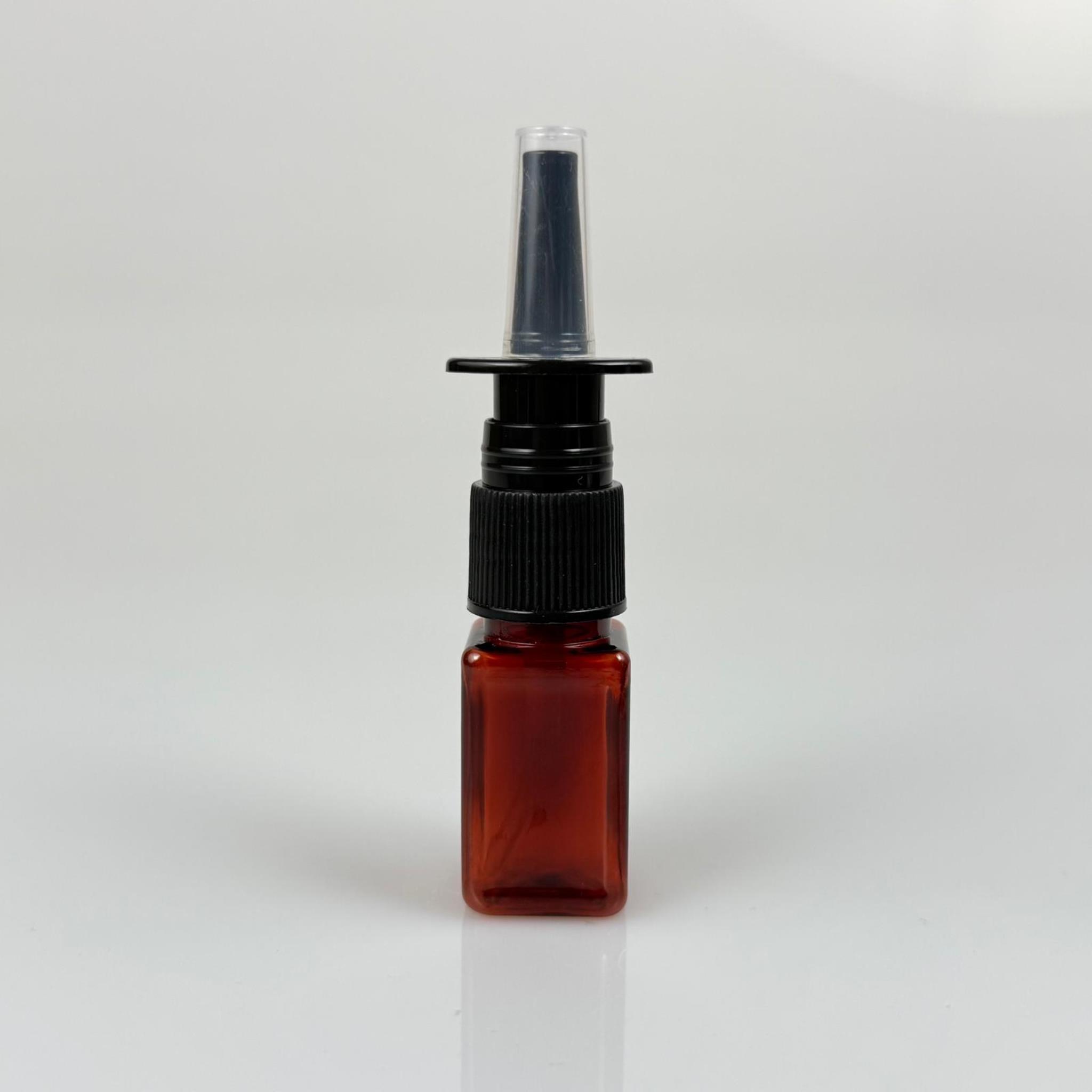 10 CC AMBER KARE PET ŞİŞE- SİYAH NAZAL BURUN SPREYLİ 10 ML PLASTİK ŞİŞE