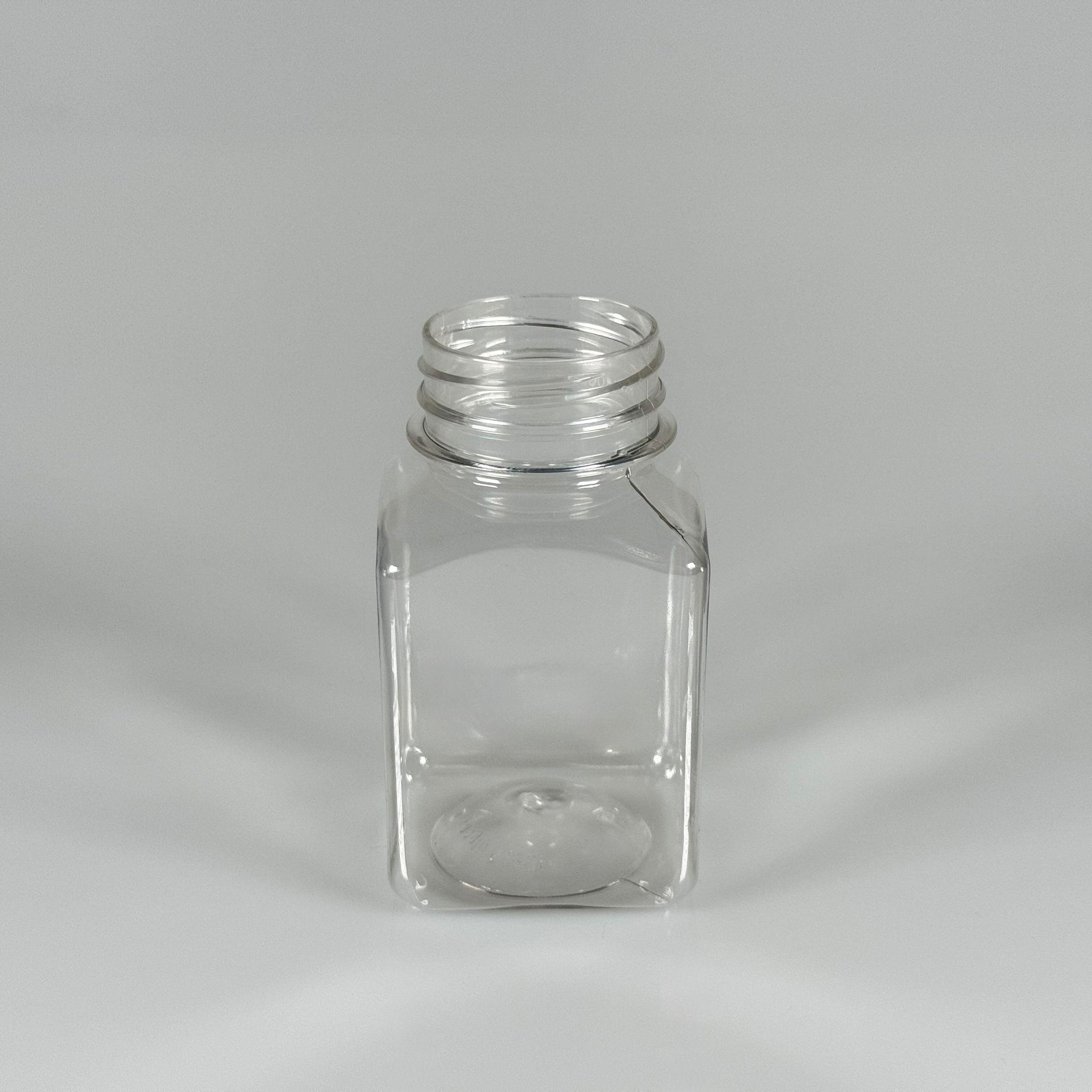 150 CC KÖŞELİ KARE PET ŞİŞE (15,6 GR) - 38 MM GENİŞ AĞIZLI KAPAKSIZ - 150 ML DETOX, MEYVE SUYU, SMOOTHIE, AYRAN, SÜT, MEŞRUBAT VB İÇİN BOŞ PLASTİK ŞİŞELER