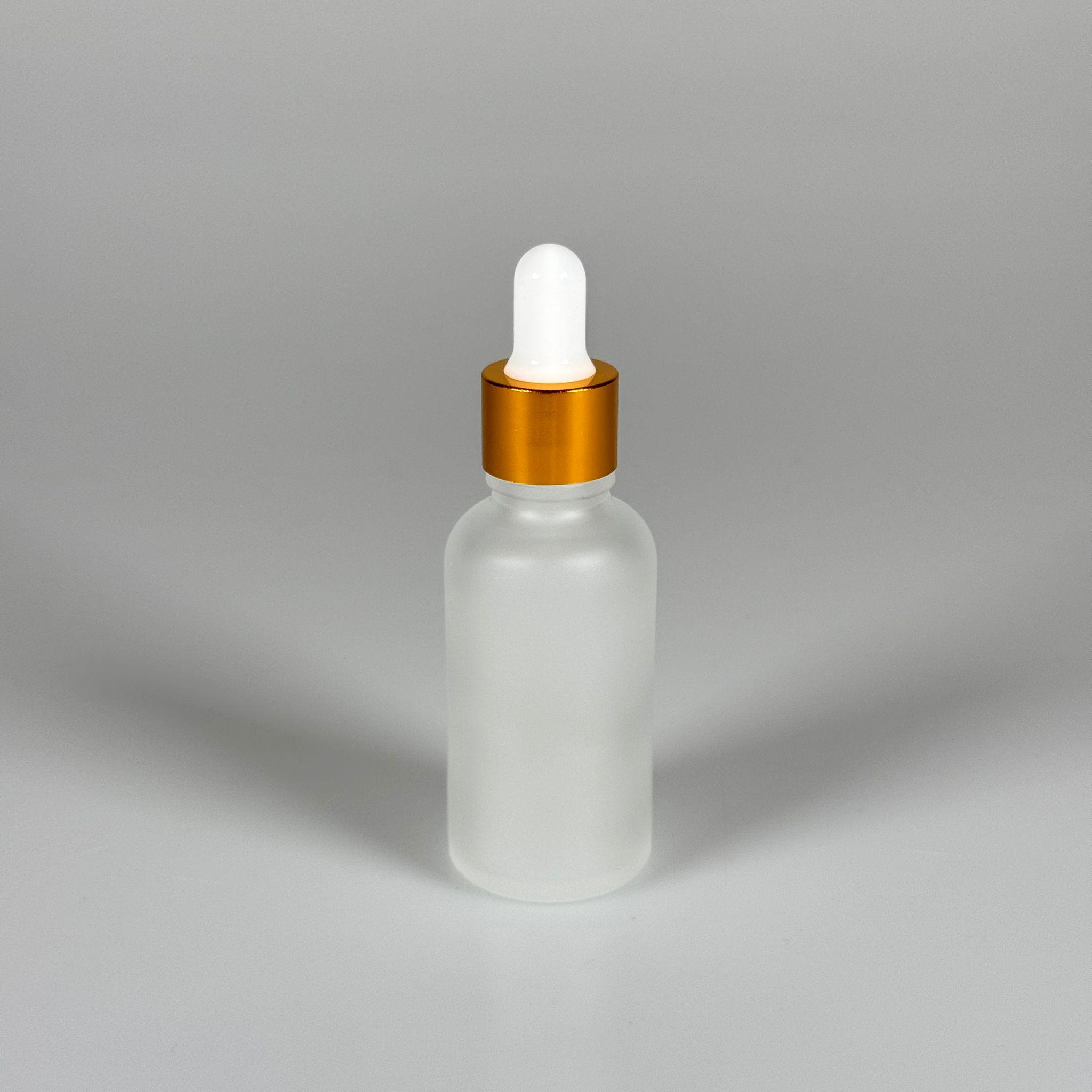 30 CC BUZLU CAM DAMLALIKLI ŞİŞE - BEYAZ EMZİK - GOLD KAPAK - 30 ML BUZLU CAM DAMLALIKLI ŞİŞE - SERUM ŞİŞESİ DAMLALIKLI - SERUM ŞİŞESİ - TOPTAN DAMLALIKLI ŞİŞE