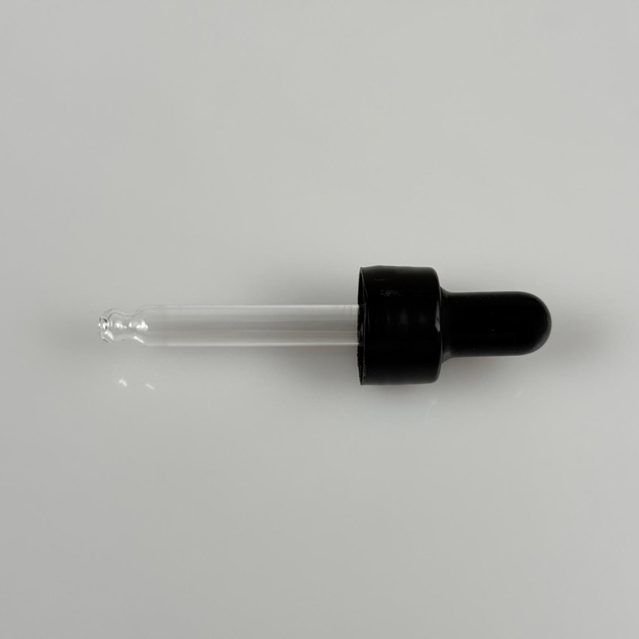 18 MM CAM DAMLALIKLI TAKIM - SİYAH EMZİK +  DELİKLİ PLASTİK DÜZ SİYAH KAPAK + 59 MM CAM PİPET
