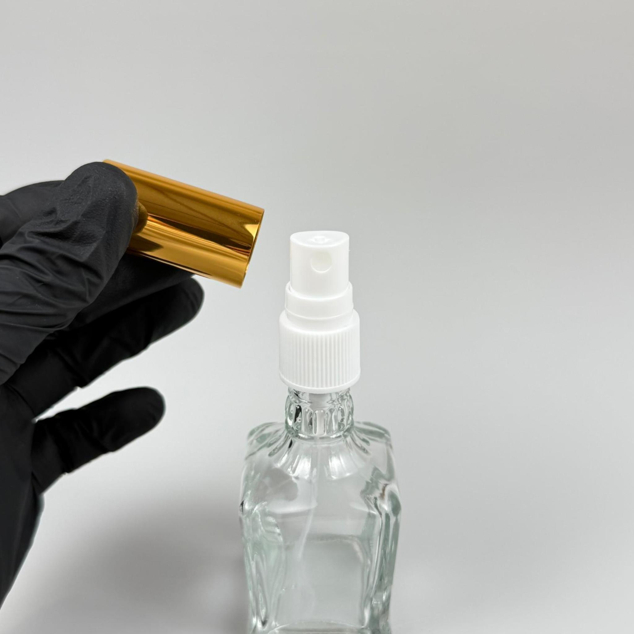 50 CC BOĞAZLI KONİK CAM ŞİŞE - VİDALI GOLD SPREYLİ PARFÜM KOLONYA ŞİŞESİ TAKIM - 50 ML PRESTİJLİ ŞİŞE