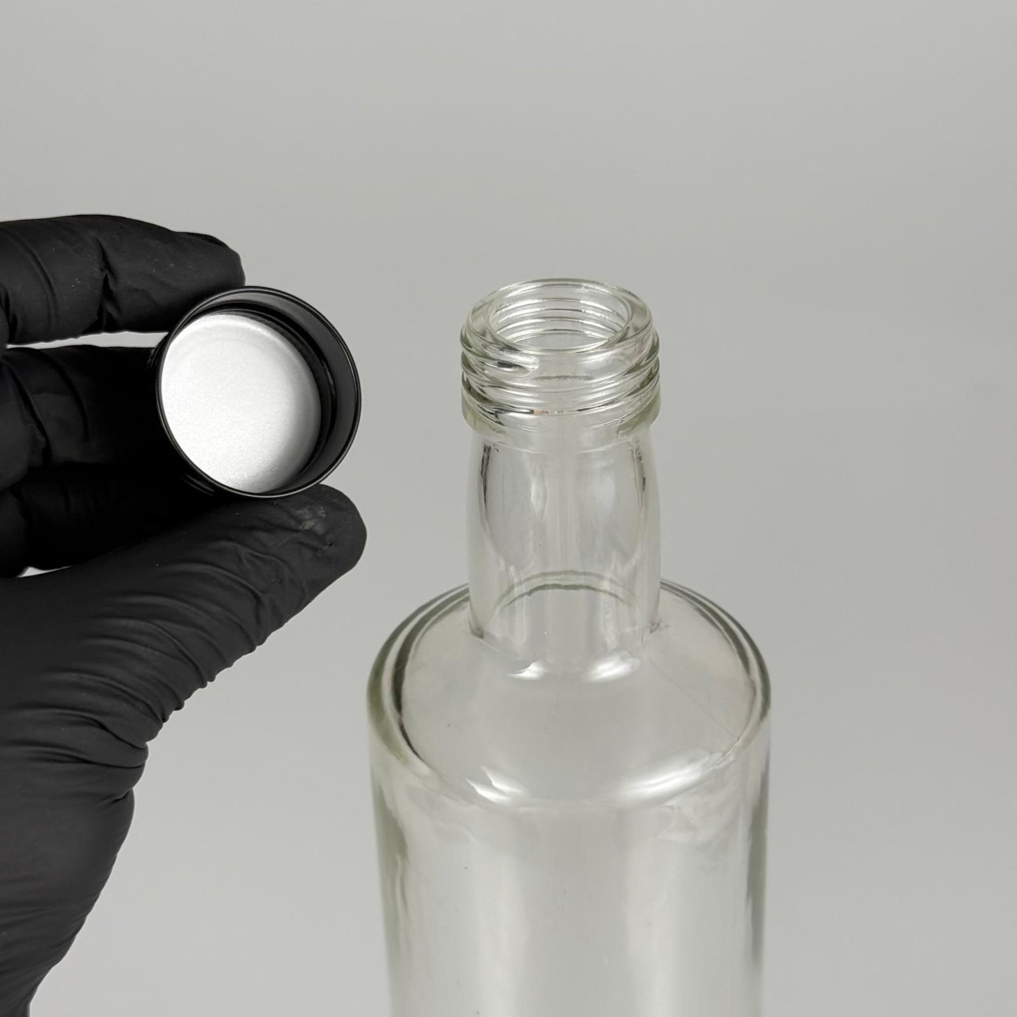 750 CC DORİKA CAM ŞİŞE - SİYAH METAL ALÜMİNYUM KÖPÜK CONTALI KAPAKLI - 750 ML ŞEFFAF DORİKA ŞİŞE
