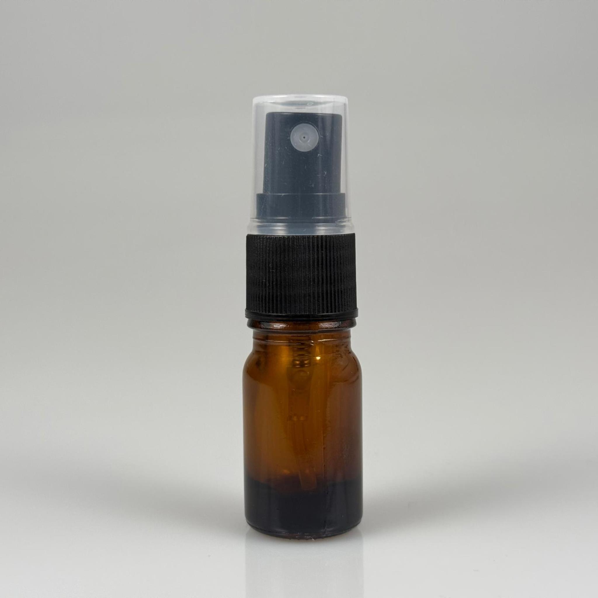 5 CC AMBER CAM ŞİŞE SİYAH SPREYLİ TAKIM - 5 ML SPREYLİ KAHVERENGİ CAM ŞİŞE